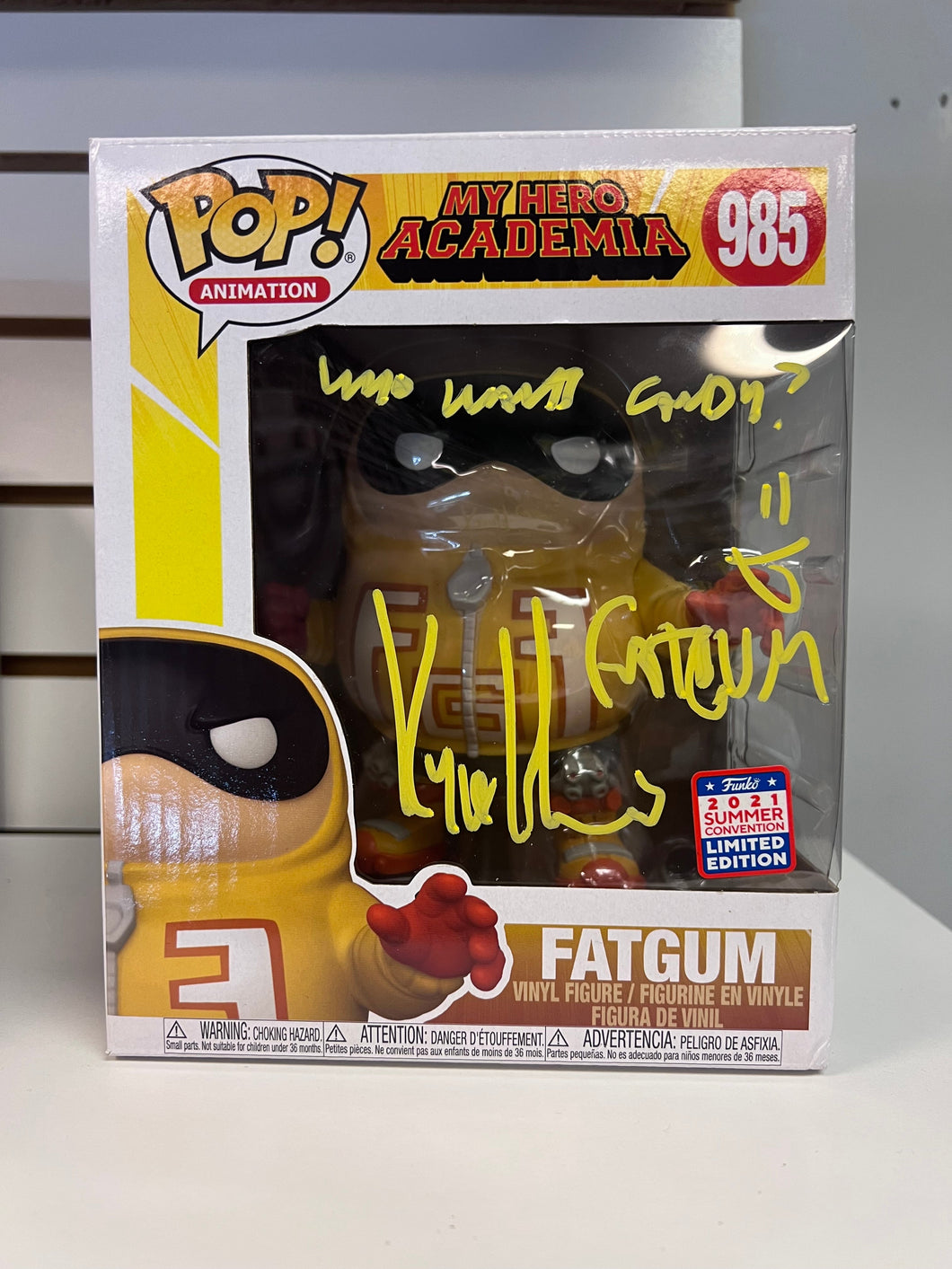 Funko Pop Fatgum [Shared Sticker] (Autographed By Kyle Hebert With Quote And JSA Authentication)