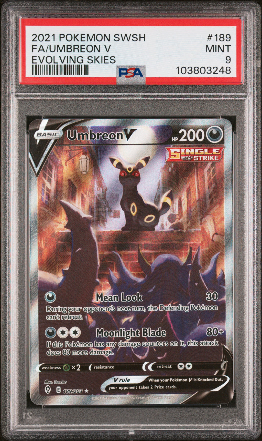 PSA 9 Umbreon #189 (Alternate Full Art) [Evolving Skies]