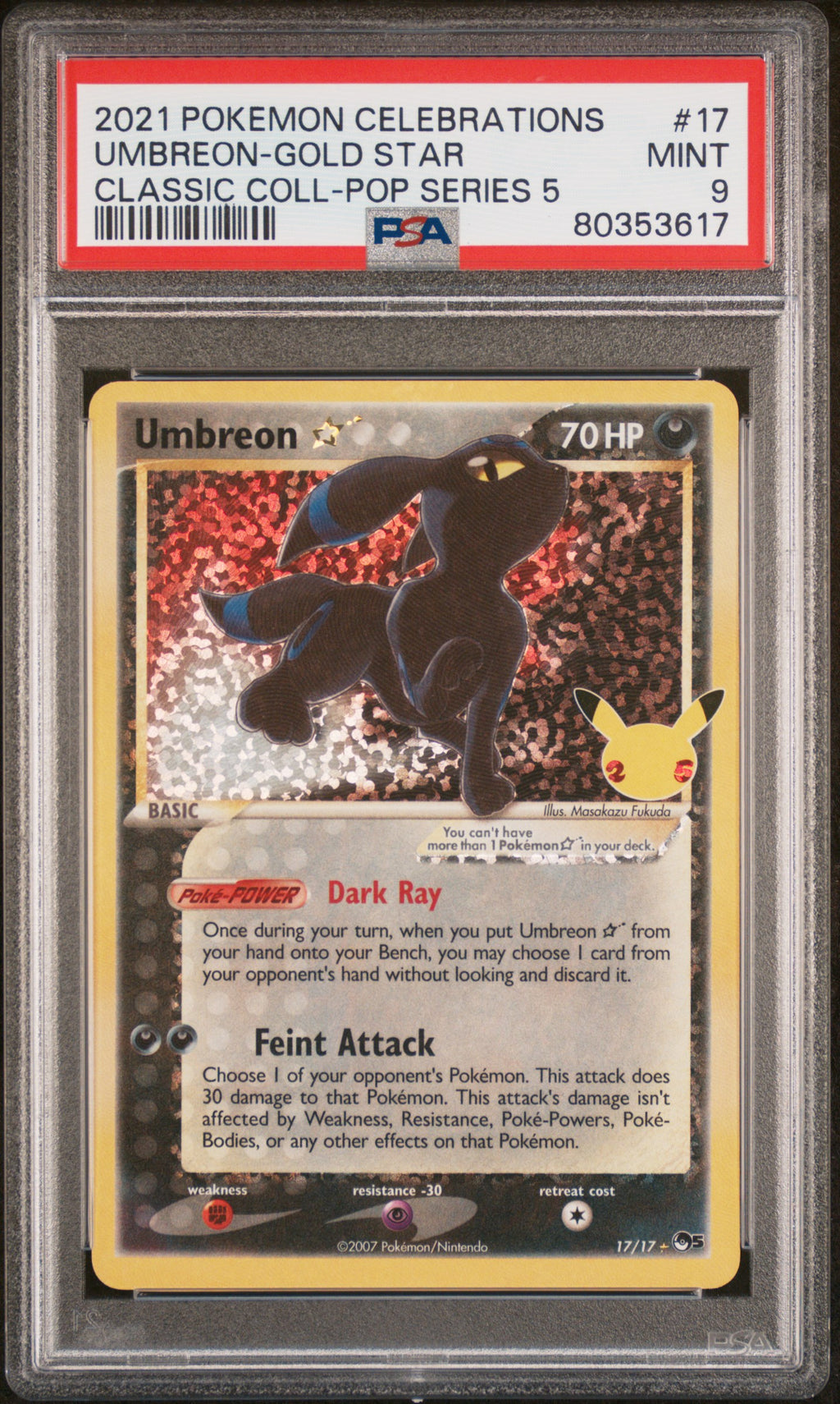 PSA 9 Umbreon Gold Star [Celebrations Classic Collection]