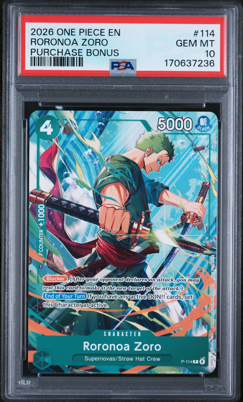 PSA 10 Roronoa Zoro [Purchase Bonus Promo]