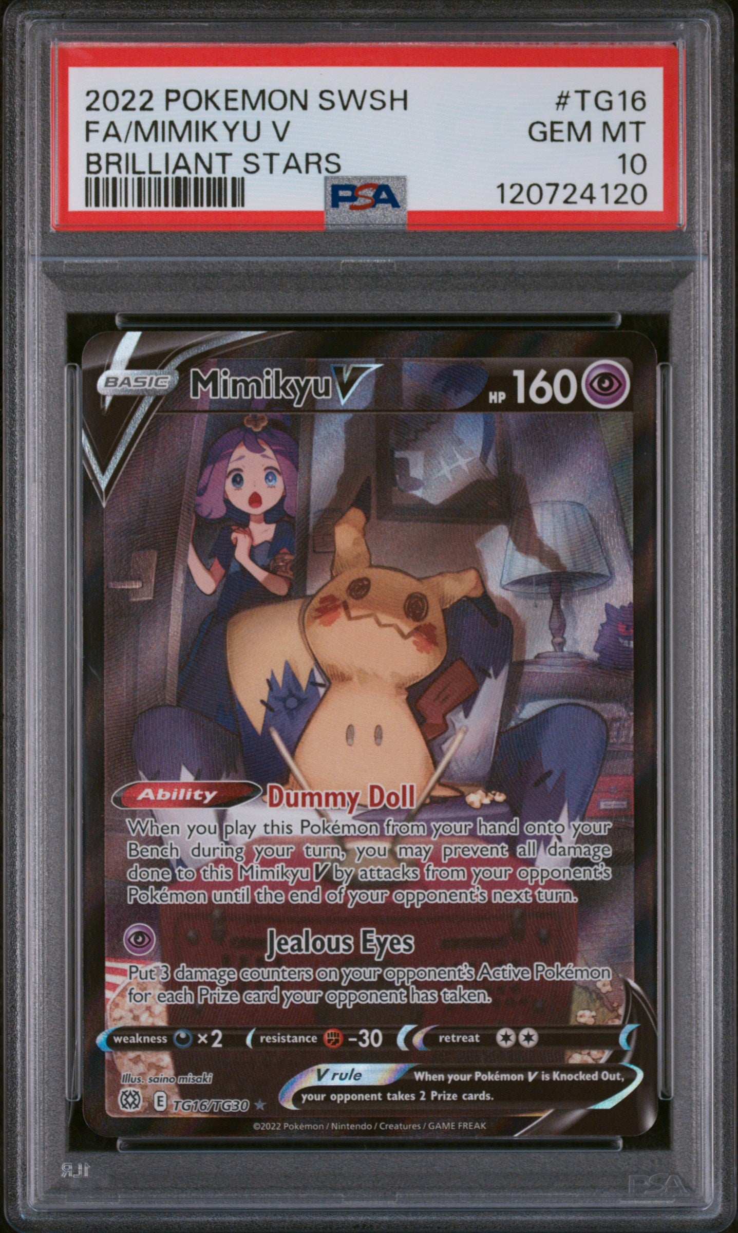 PSA 10 Mimikyu V (Full Art) [Brilliant Stars]