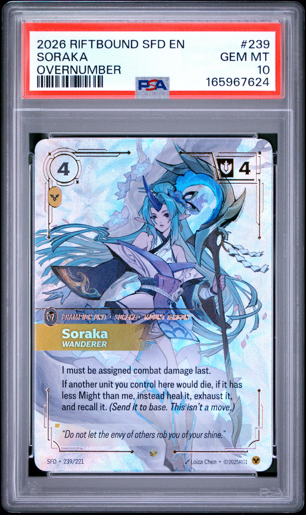 PSA 10 Soraka Overnumbered Spiritforged #239