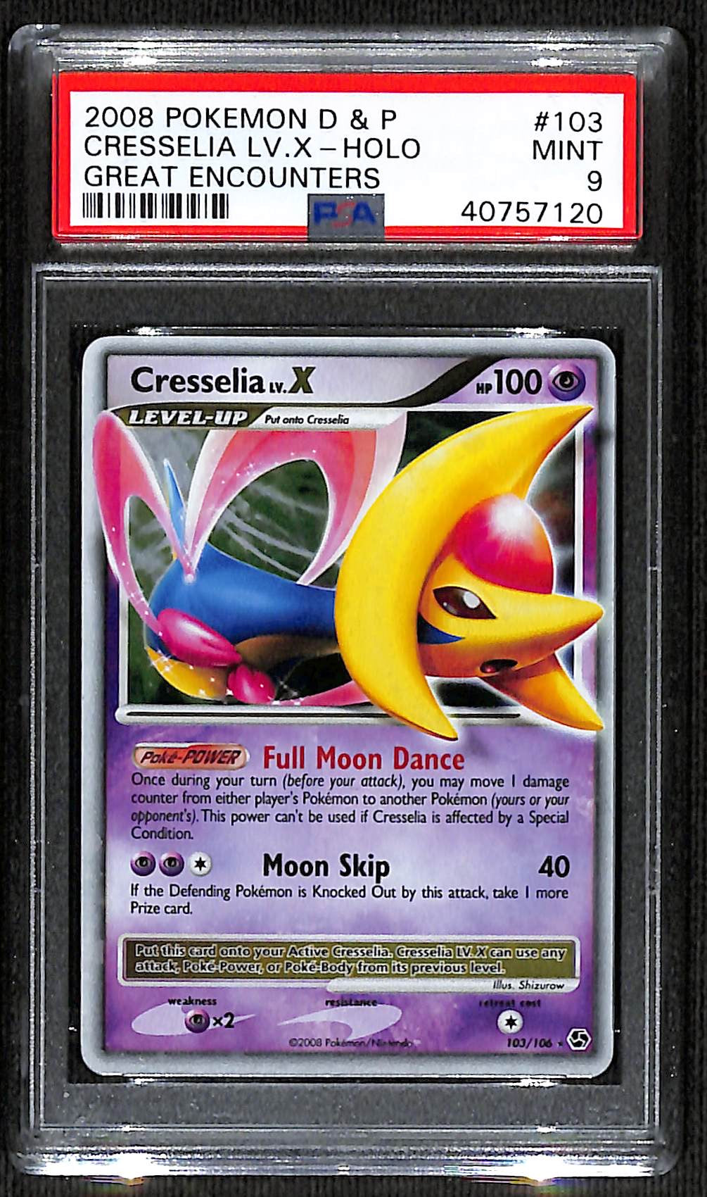 PSA 9 Cresselia Lv.X #103 [Great Encounters]