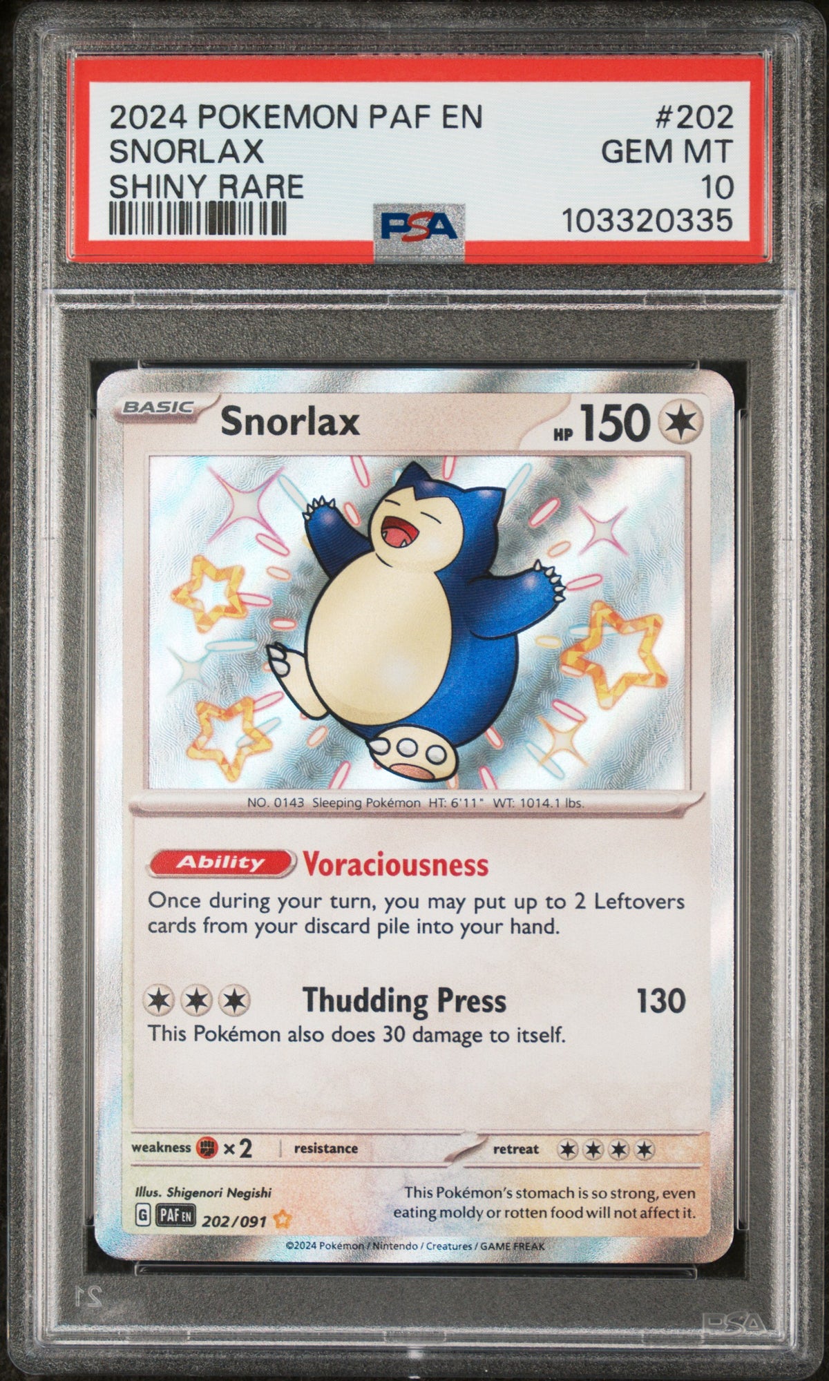 PSA 10 Snorlax [Paldean Fates]