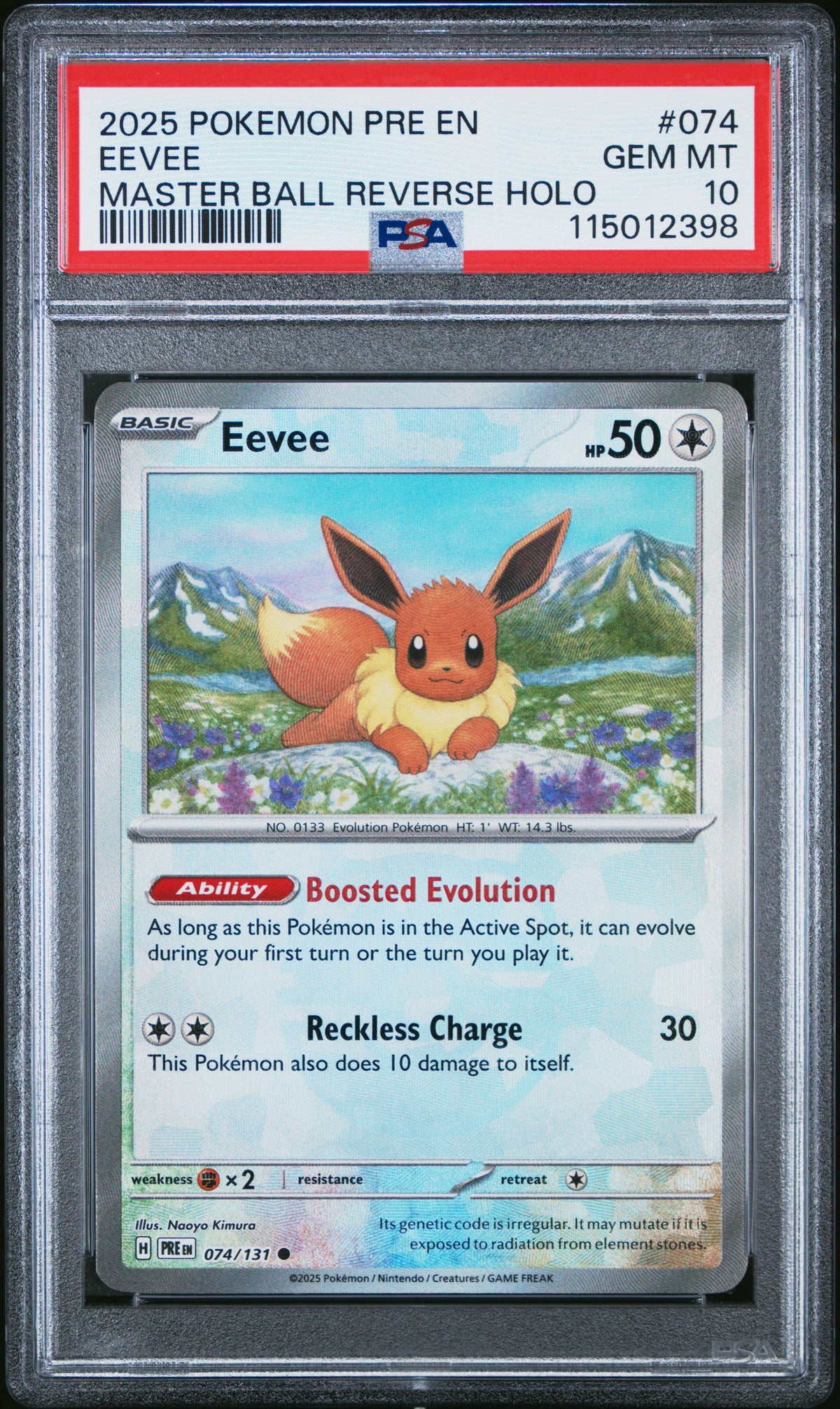 PSA 10 Eevee (Master Ball Reverse Holo) [Prismatic Evolutions]