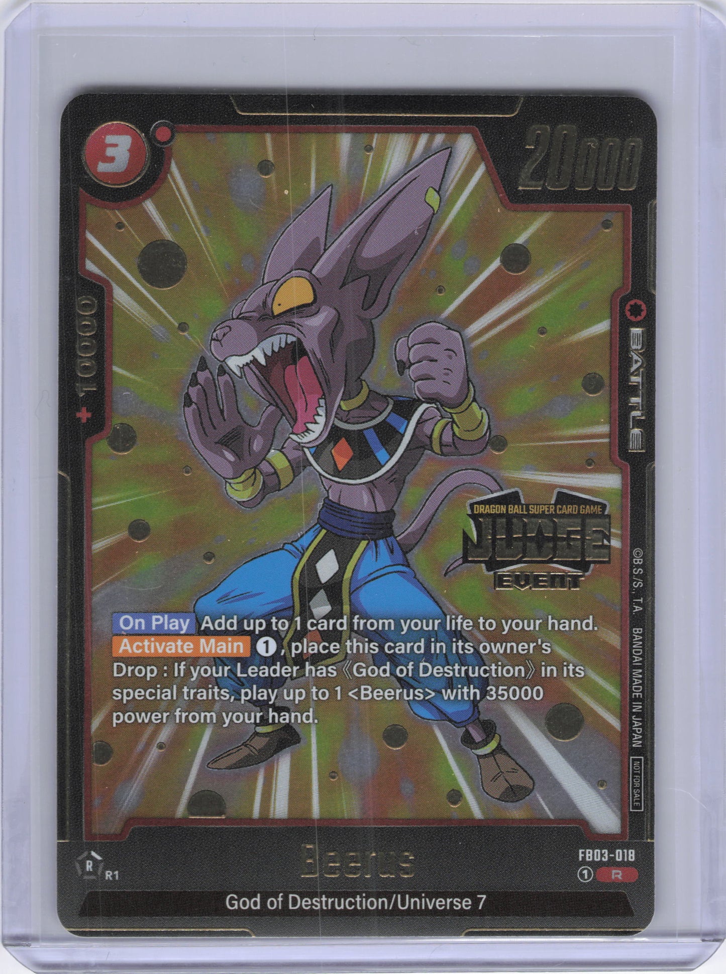 Beerus - FB03-018 (Judge Pack (Event Judge) 02) - Tournament and Championship Promos (DBSFW_TPR)
