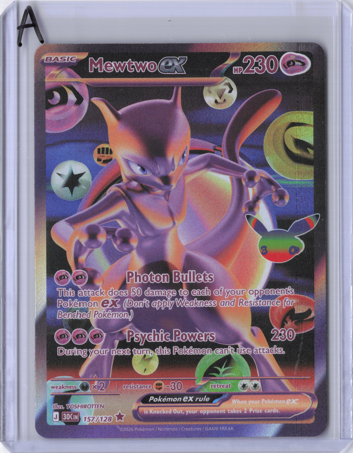 Mewtwo ex - 157/128 - 30th Celebration - NM