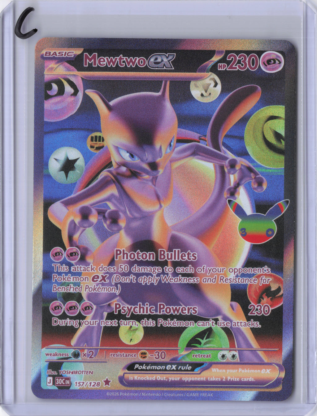 Mewtwo ex - 157/128 - 30th Celebration - NM