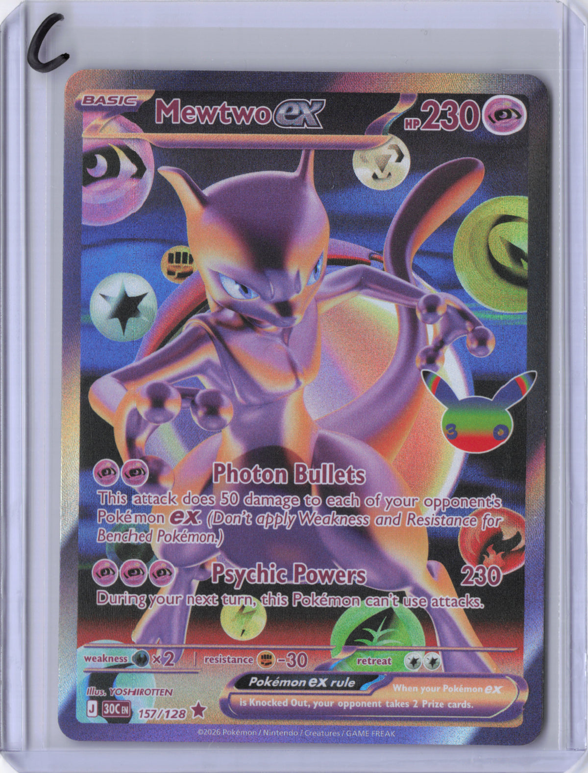 Mewtwo ex - 157/128 - 30th Celebration - NM