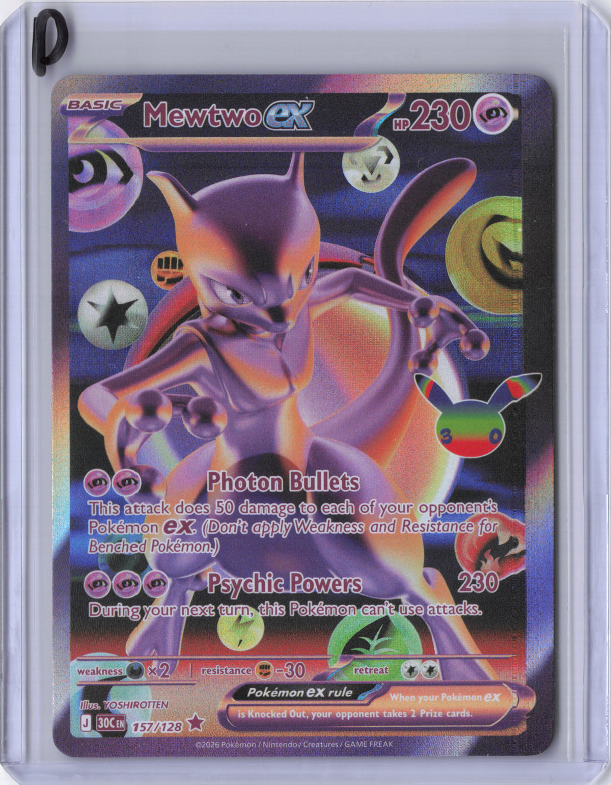 Mewtwo ex - 157/128 - 30th Celebration - NM