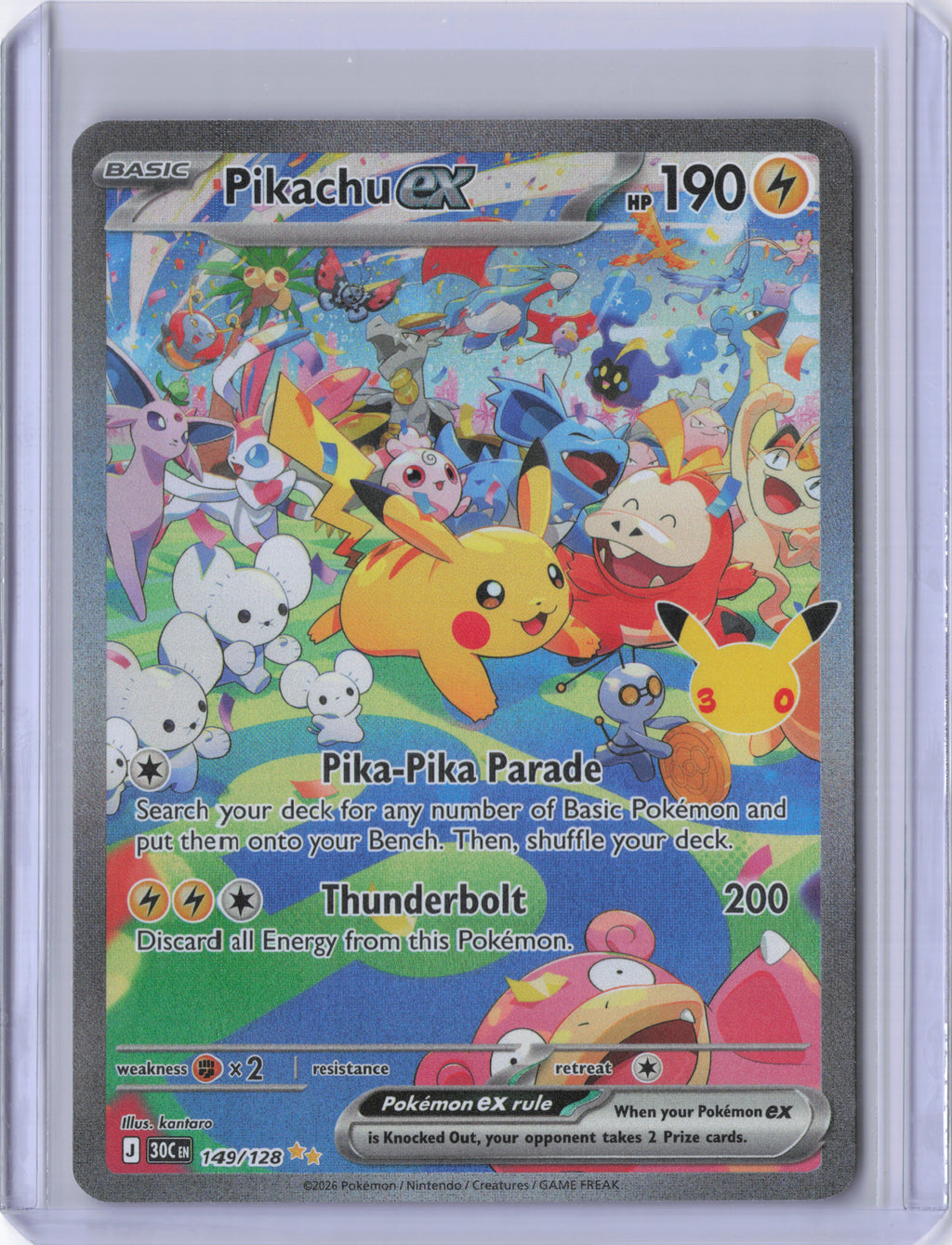 Pikachu ex - 149/128 - 30th Celebration - NM