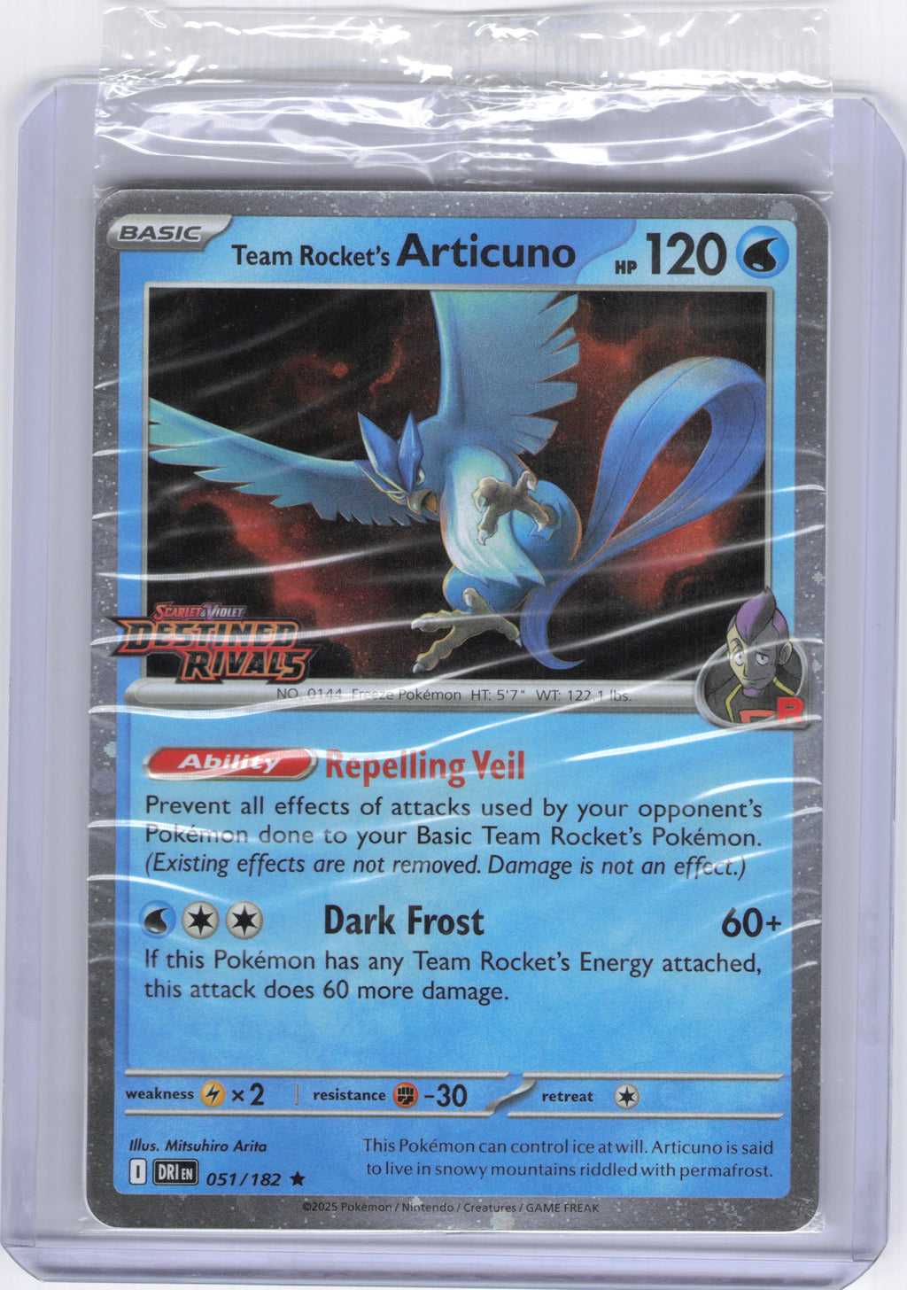 Team Rocket's Articuno - 051/182 (Cosmos Holo) (Destined Rivals Stamp) - Miscellaneous Cards & Products (MCAP)