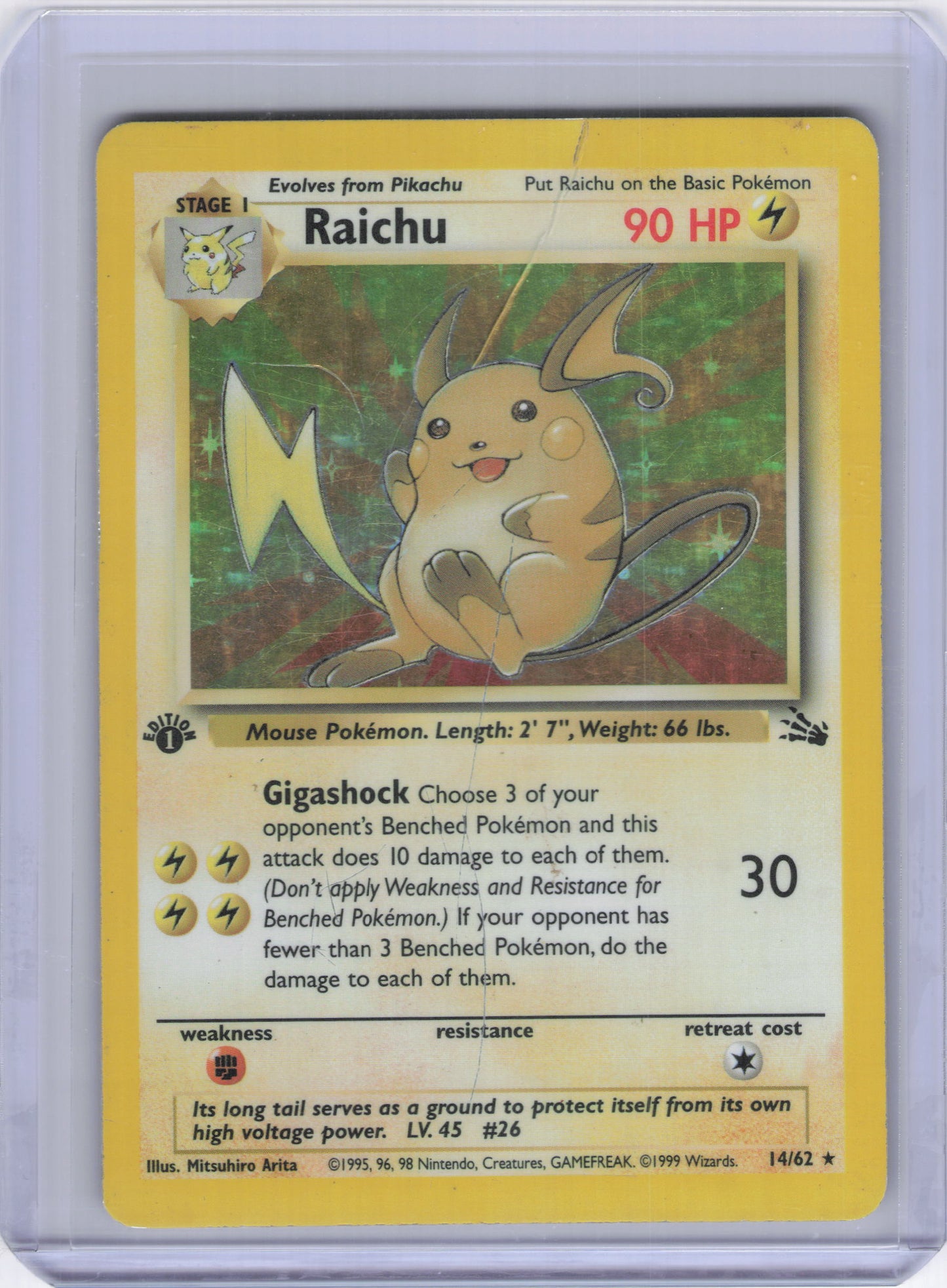 Raichu (14) - Fossil (FO) (1st Edition)