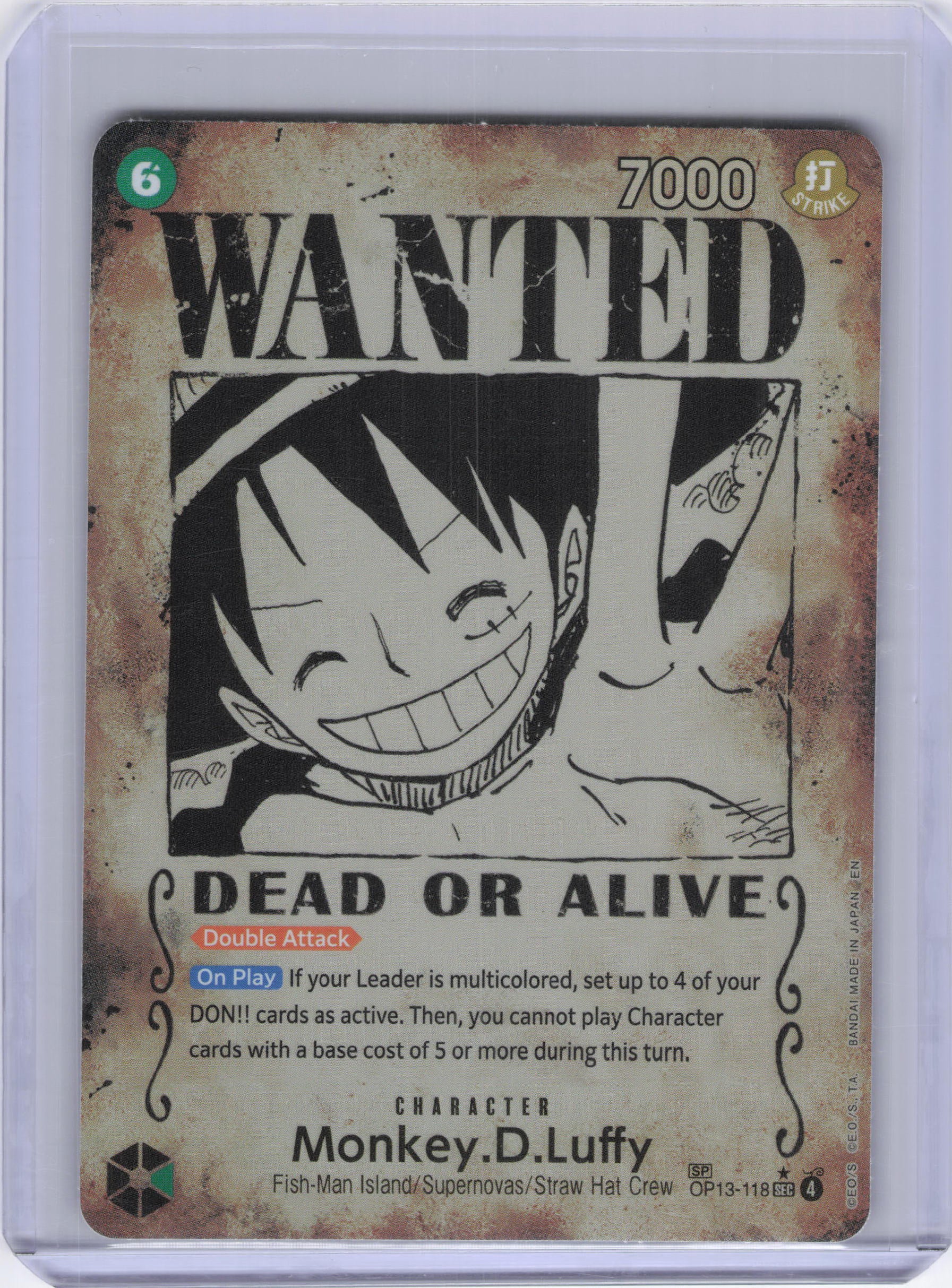 Monkey.D.Luffy (118) (Wanted Poster) - Carrying On His Will (OP13)