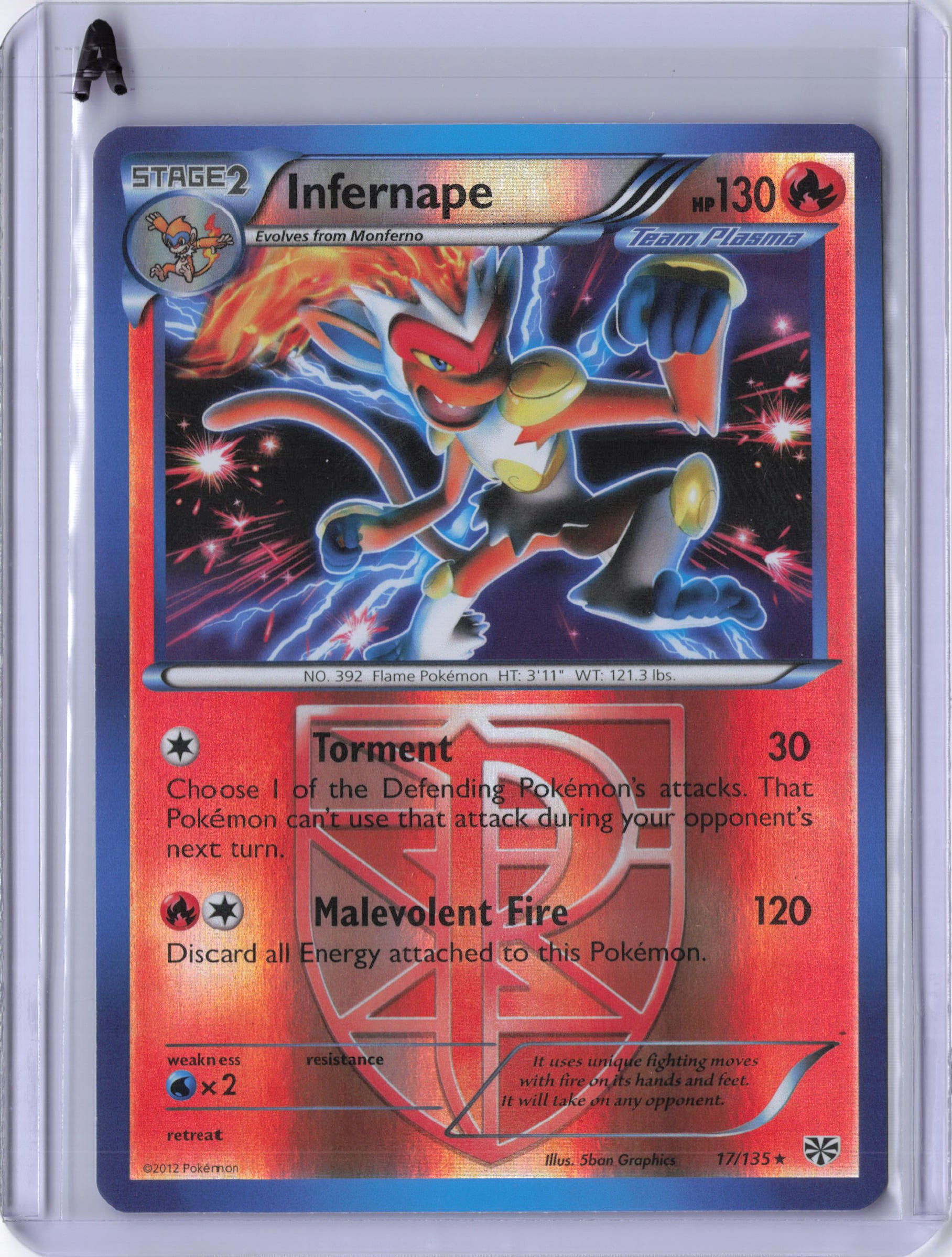 Infernape (Reverse Holo) - 17/135 (BW Plasma Storm) - Deck Exclusives (PR)