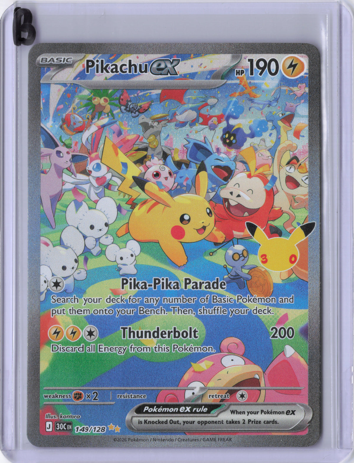 Pikachu ex - 149/128 - ME: 30th Celebration