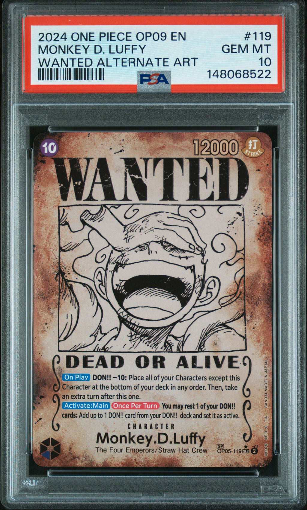 PSA 10 Monkey.D.Luffy (Wanted Poster) [Emperors In The New World]