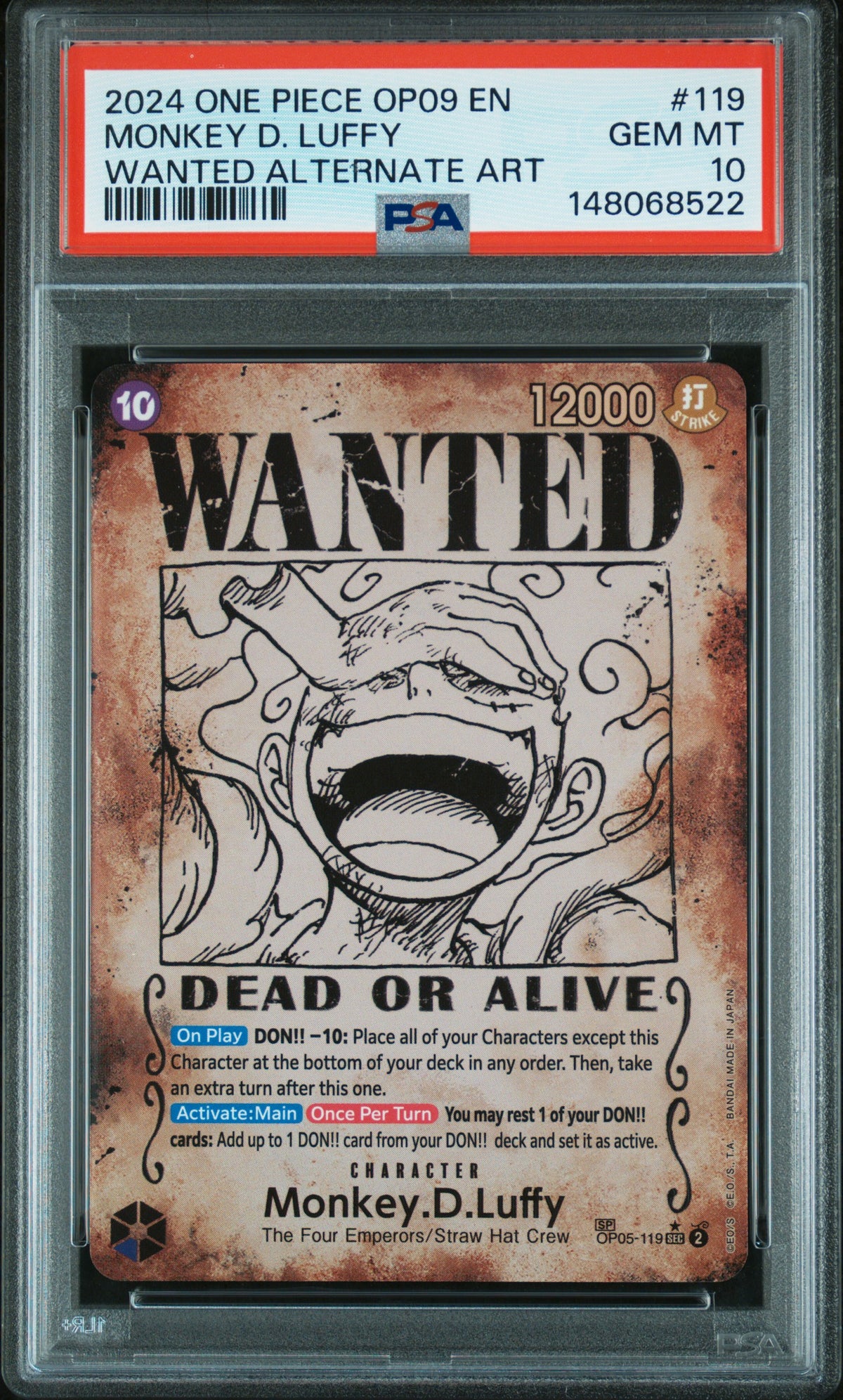 PSA 10 Monkey.D.Luffy (Wanted Poster) [Emperors In The New World]