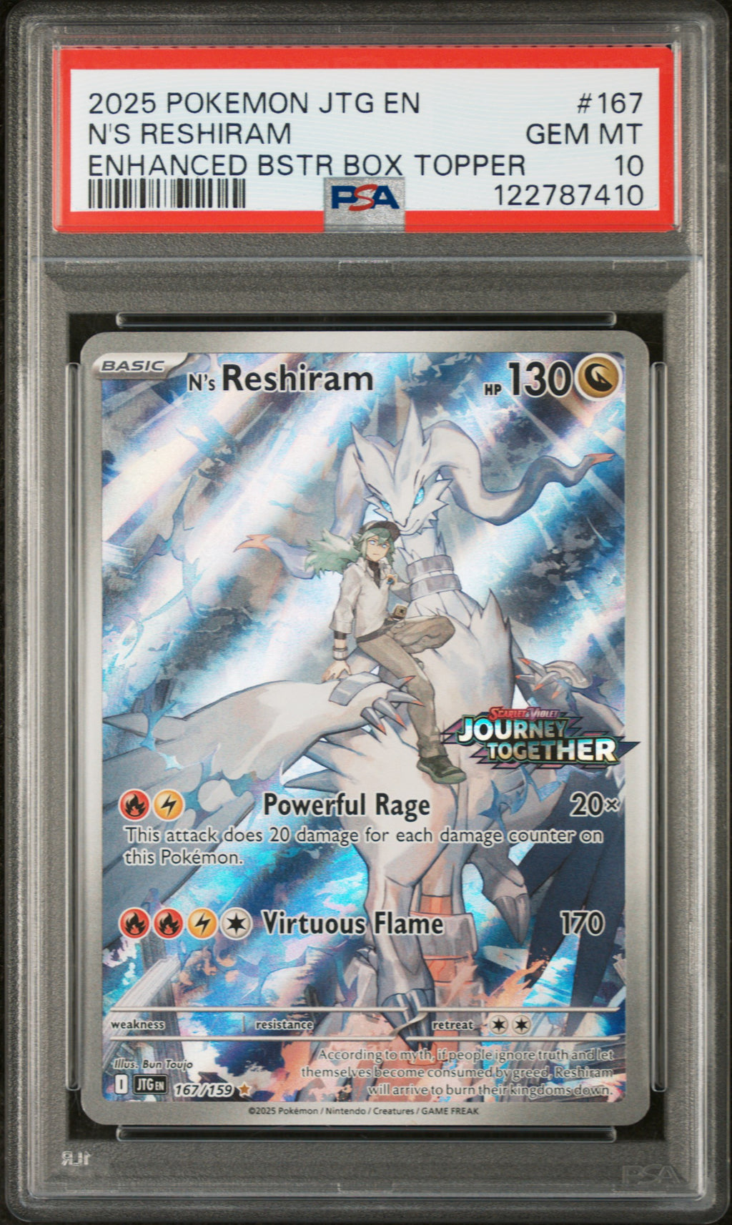 PSA 10 N's Reshiram #167 (Stamped) [SV Promo]