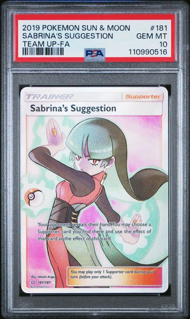 PSA 10 Sabrina's Suggestion #181 (Full Art) [Team Up]