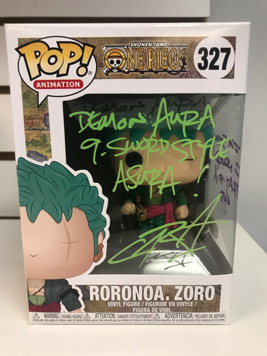 Funko Pop Roronoa Zoro (Autographed By Chris Sabat With Quote And JSA Certification)