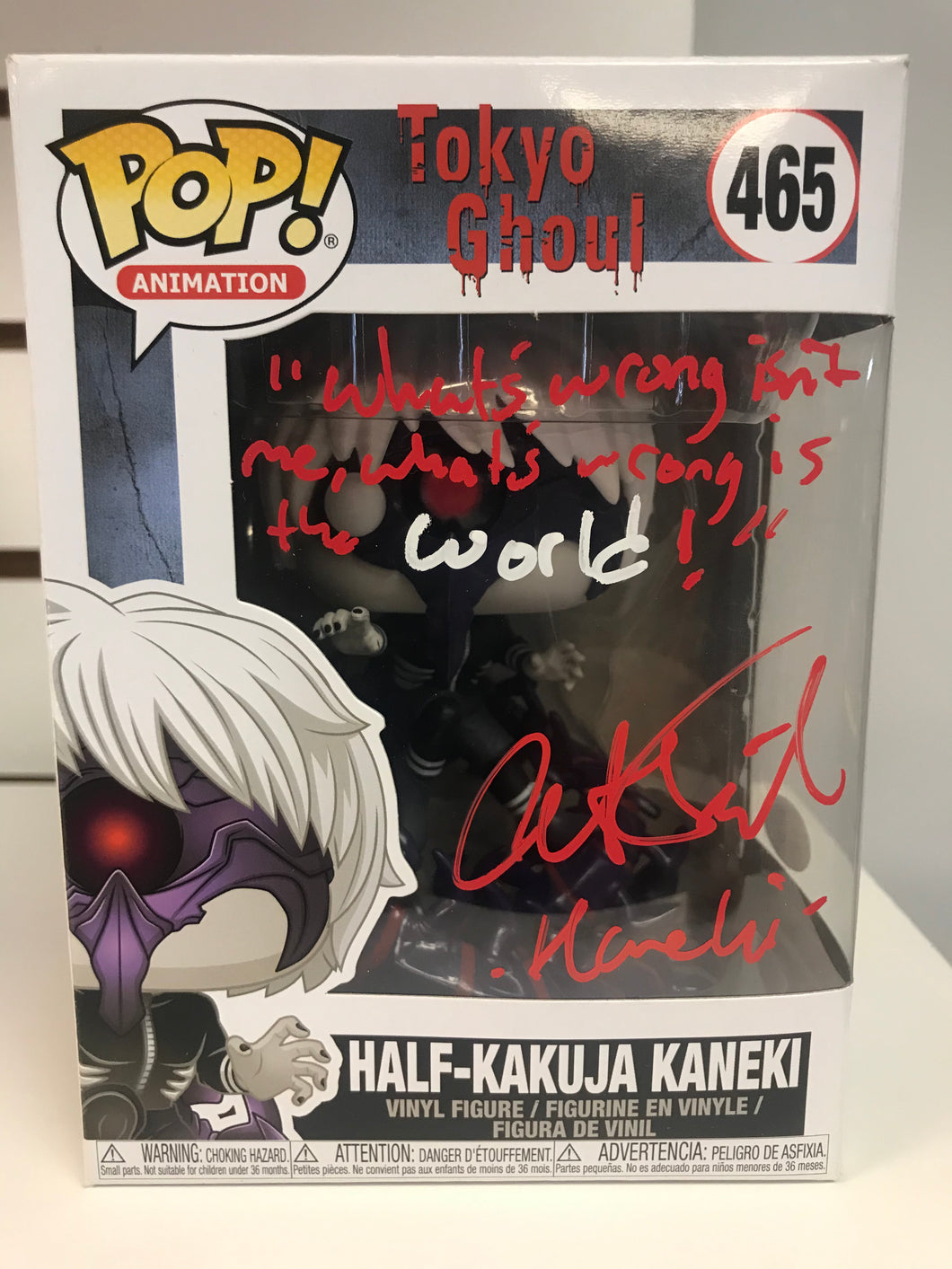 Funko Pop Half-Kakuja Kaneki (Autographed By Austin Tindle With Quote And JSA Certification)