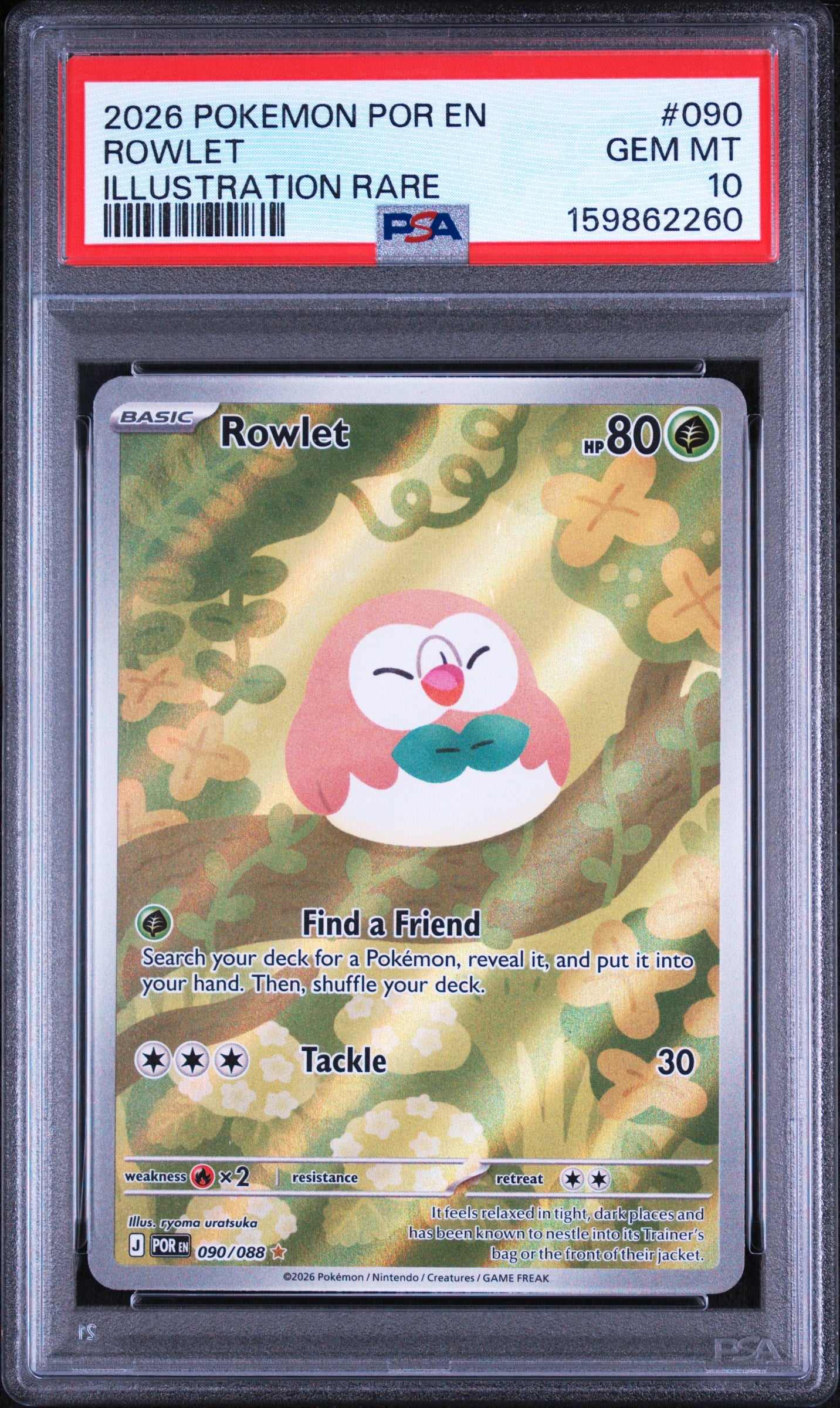 PSA 10 Rowlet #090 (Illustration Rare) [Perfect Order]
