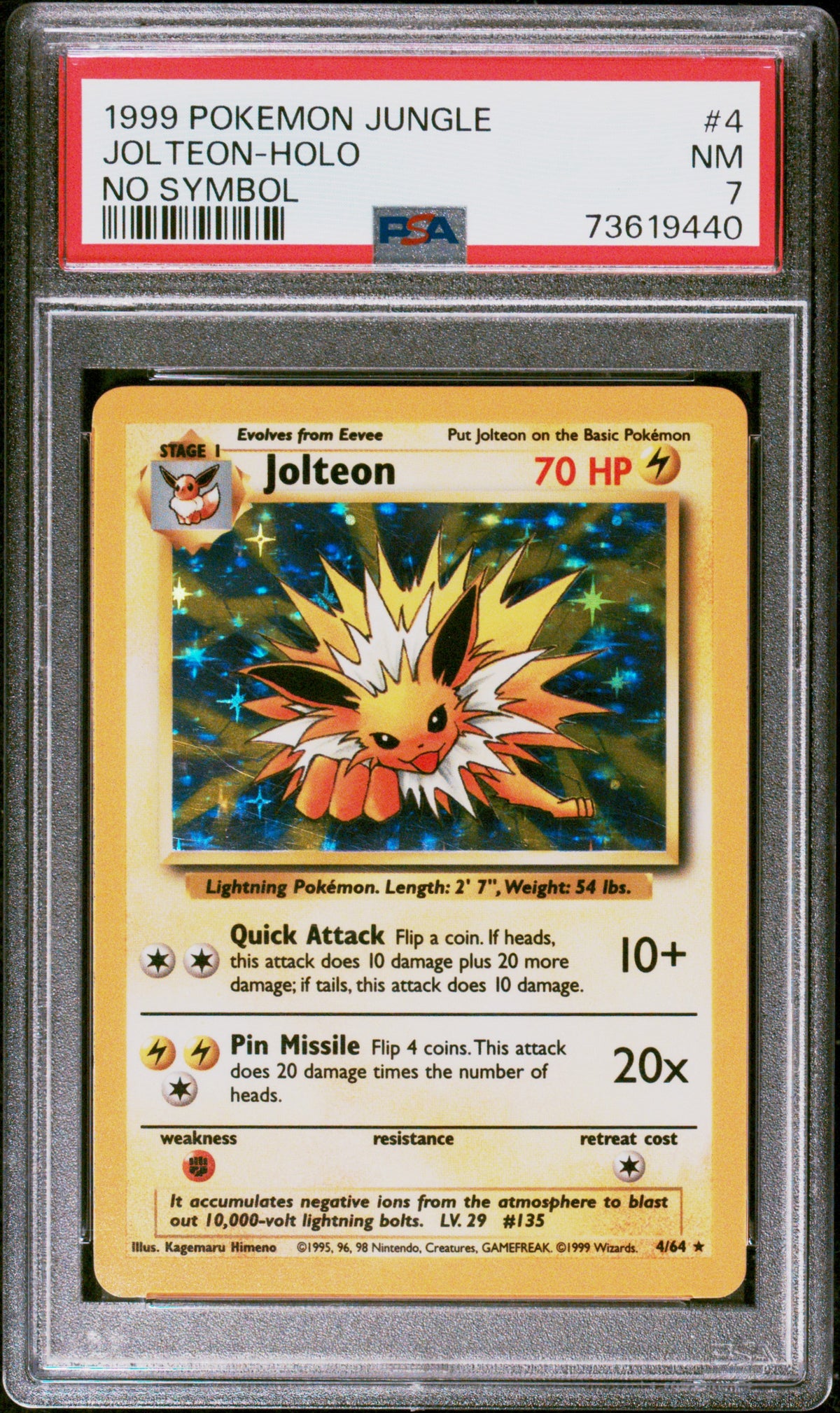 PSA 7 Jolteon (Holo) (No Symbol Error) [Jungle]