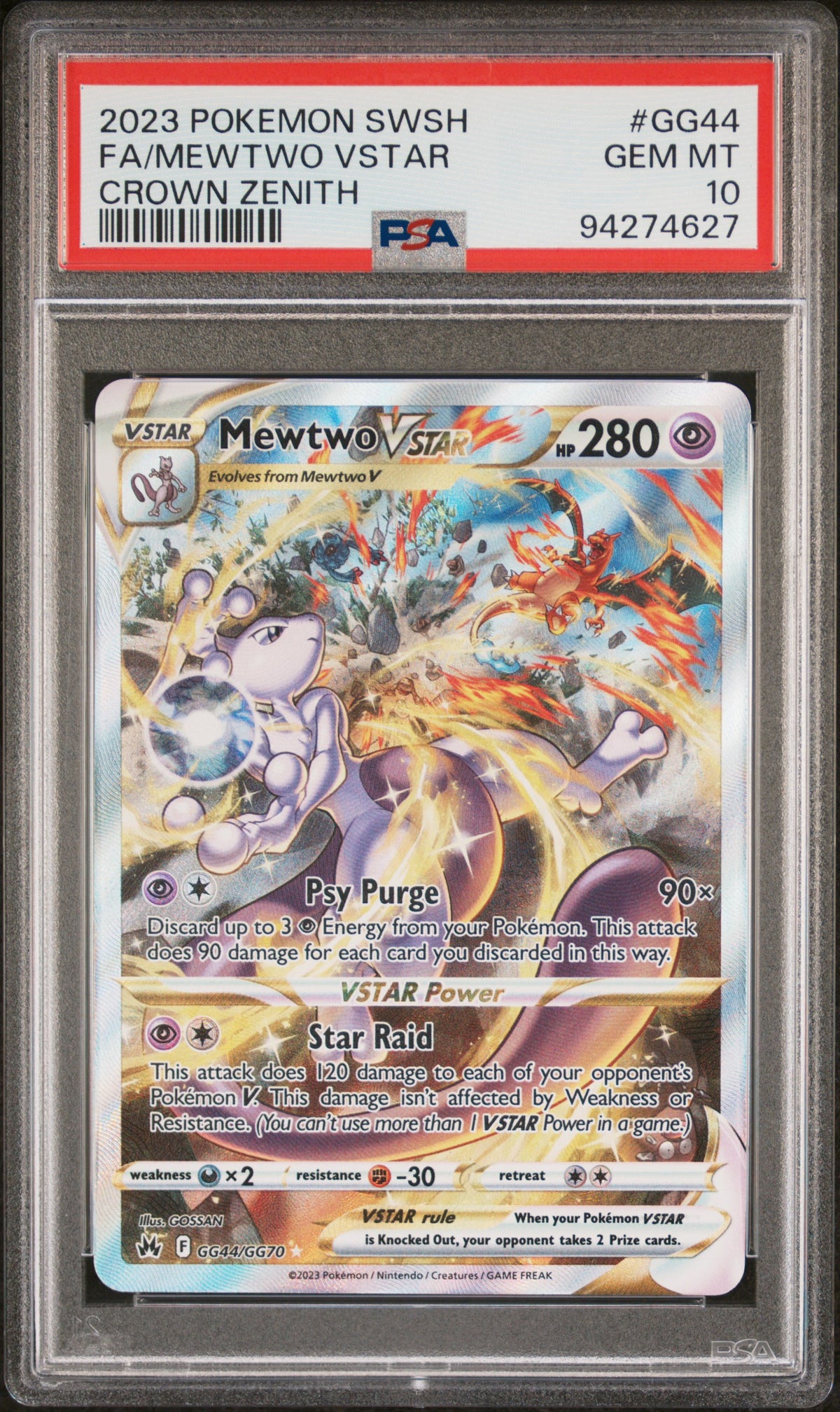 PSA 10 Mewtwo Vstar #GG44 [Crown Zenith Galarian Gallery]