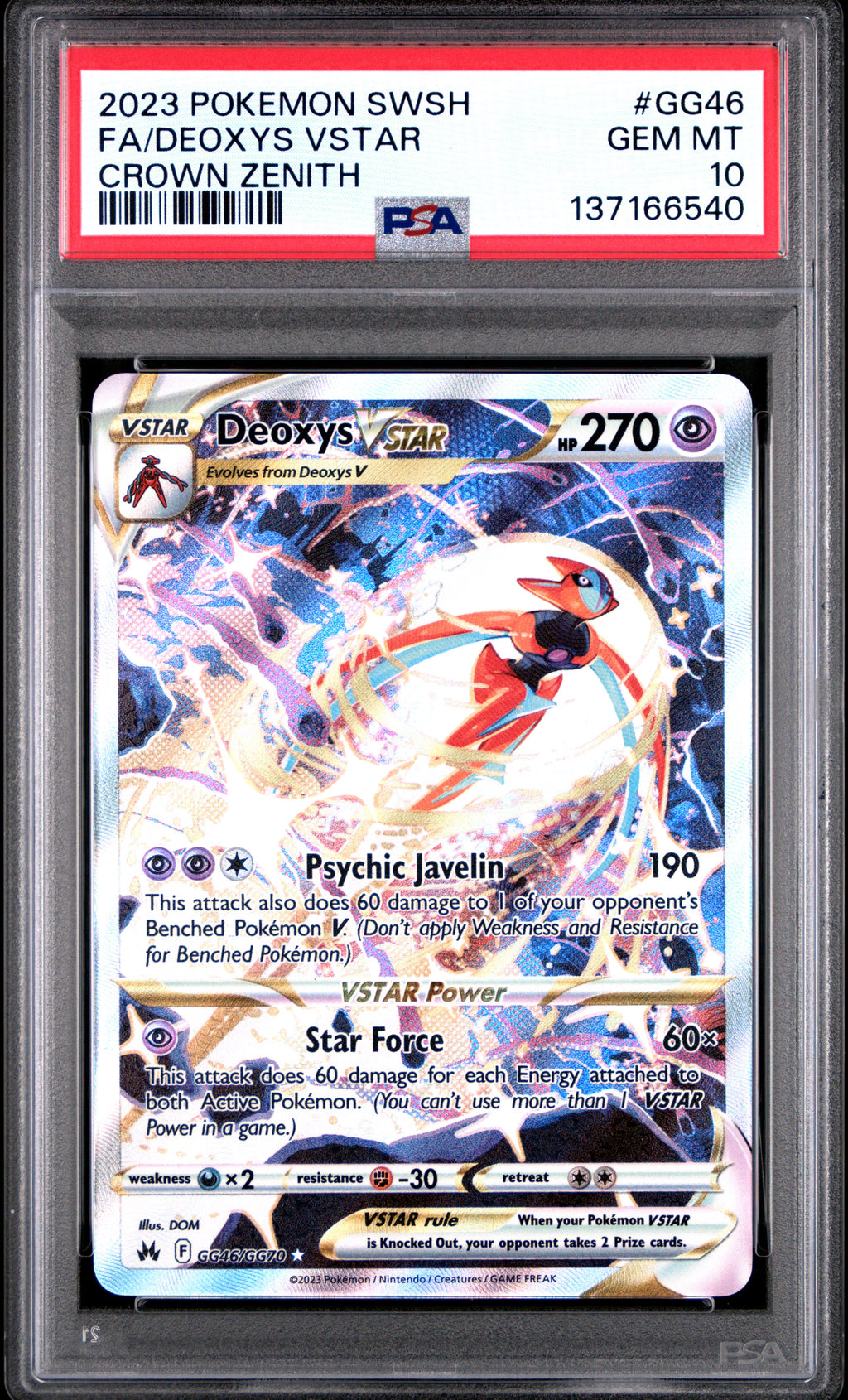PSA 10 Deoxys VSTAR #GG46 [Crown Zenith Galarian Gallery]