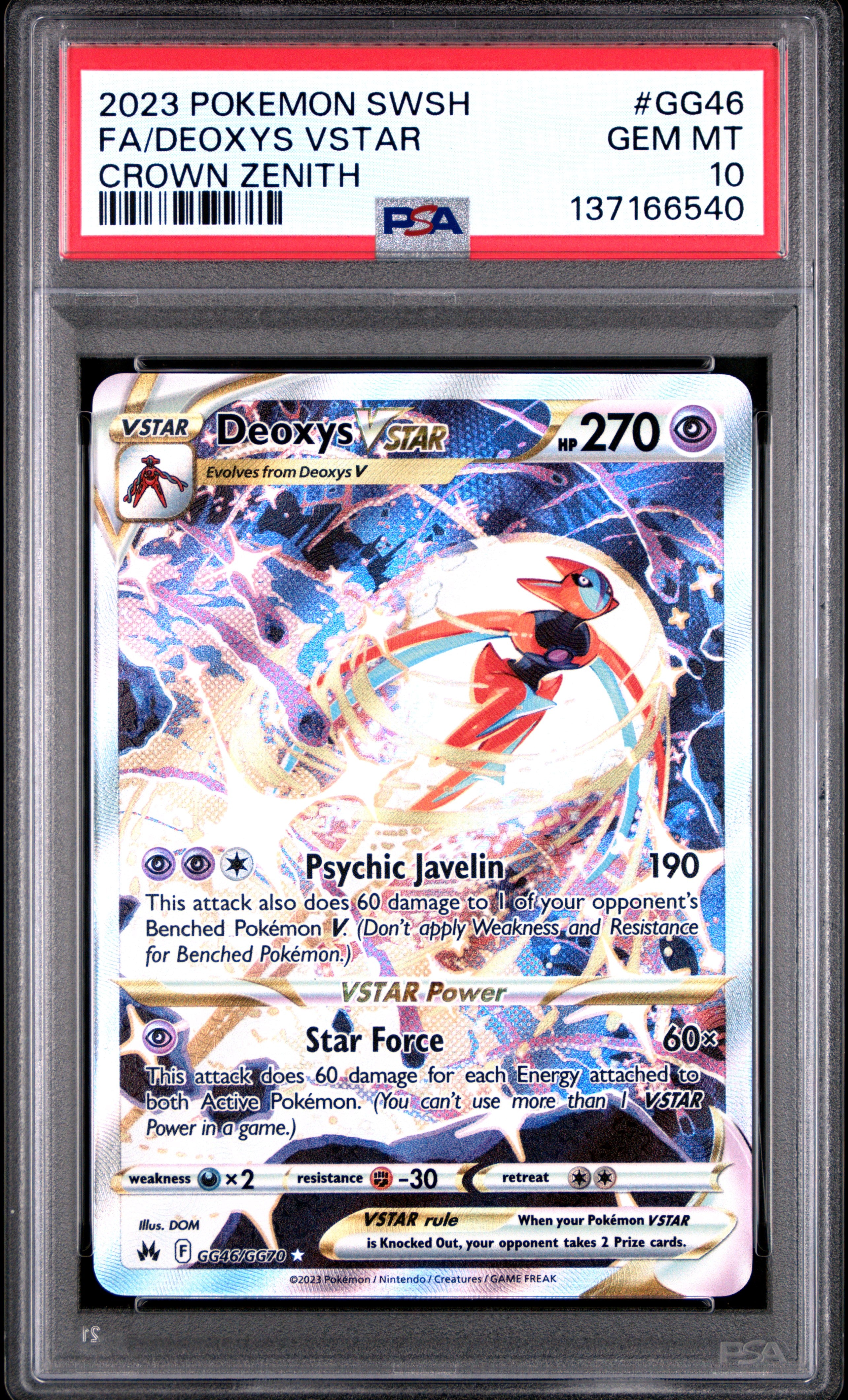 PSA 10 Deoxys VSTAR #GG46 [Crown Zenith Galarian Gallery]