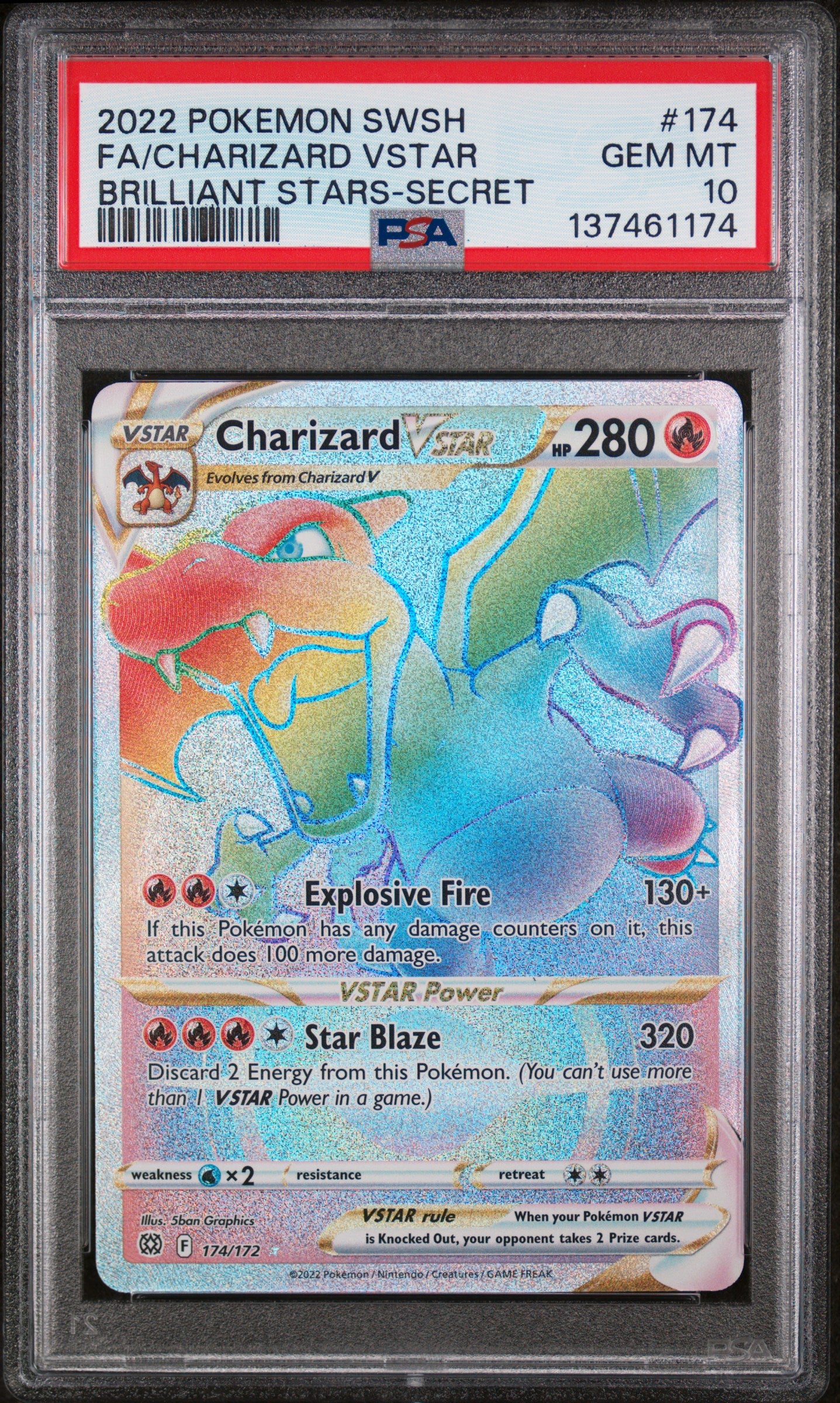 PSA 10 Charizard VSTAR #174 (Secret) [Brilliant Stars]