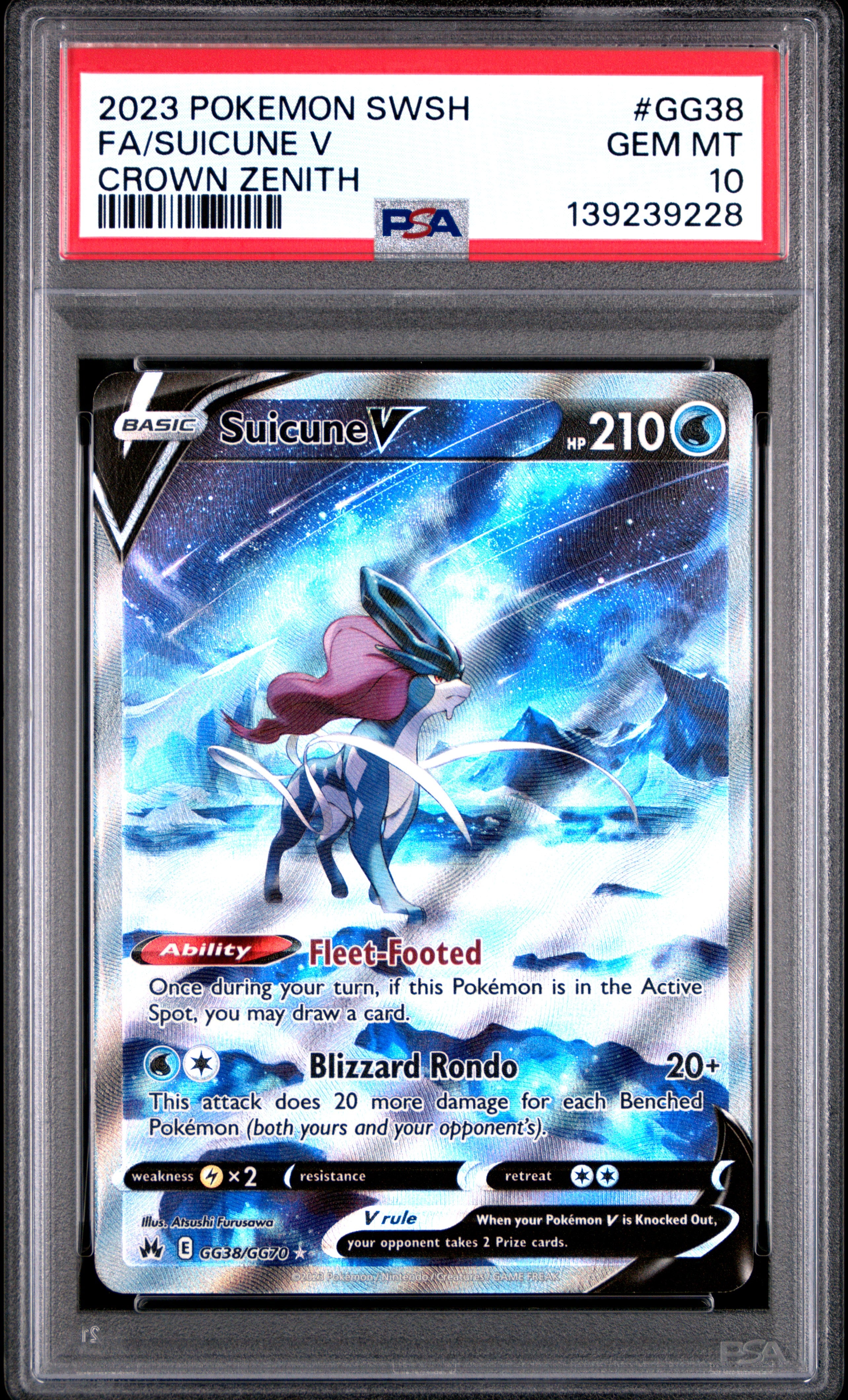 PSA 10 Suicune V #GG38 [Crown Zenith Galarian Gallery]