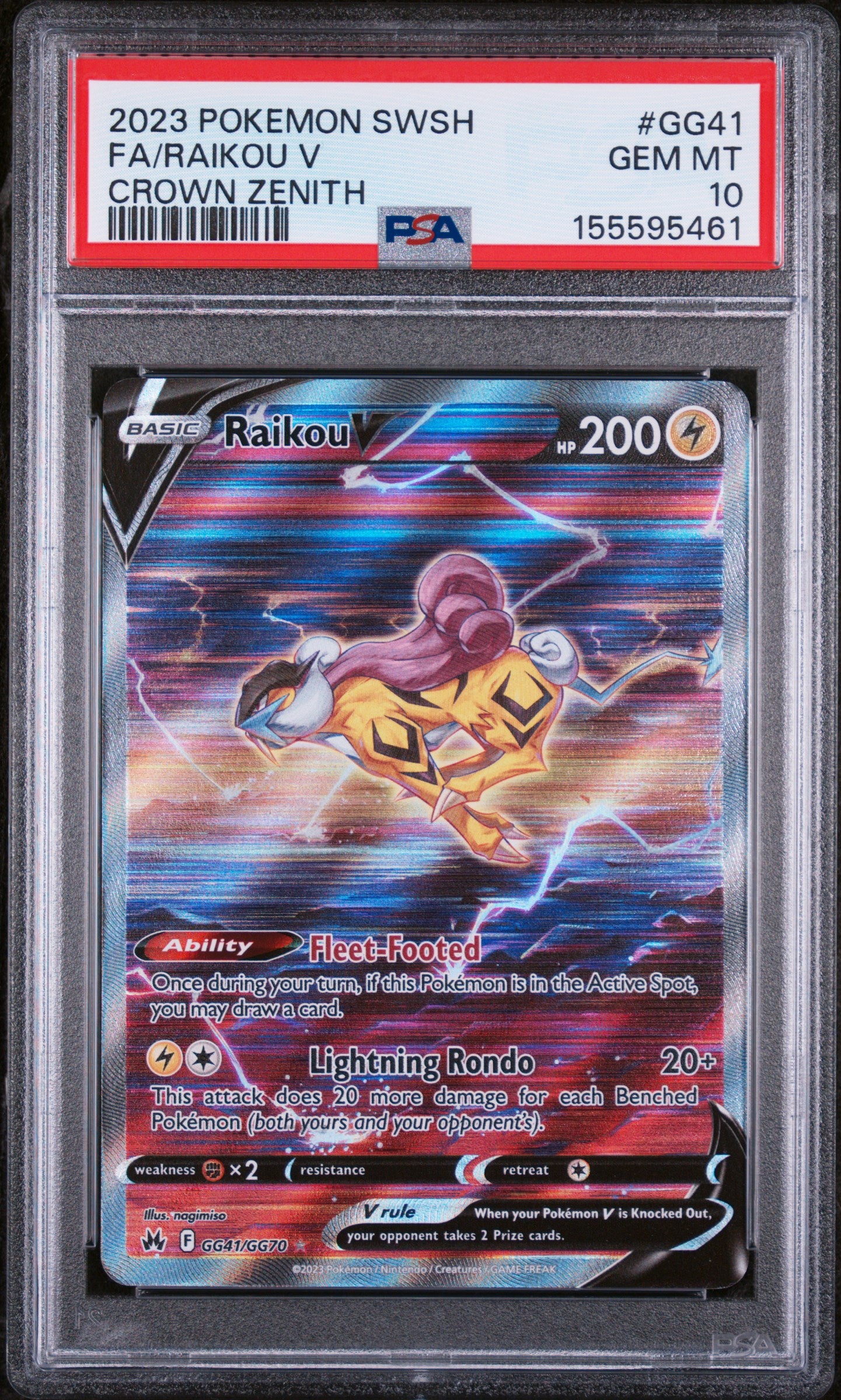 PSA 10 Raikou V #GG41 [Crown Zenith Galarian Gallery]