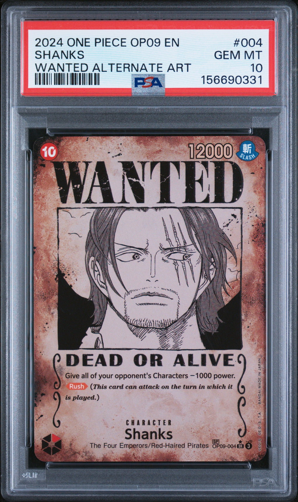 PSA 10 Shanks #004 (Wanted Poster) [Emeperors In The New World]