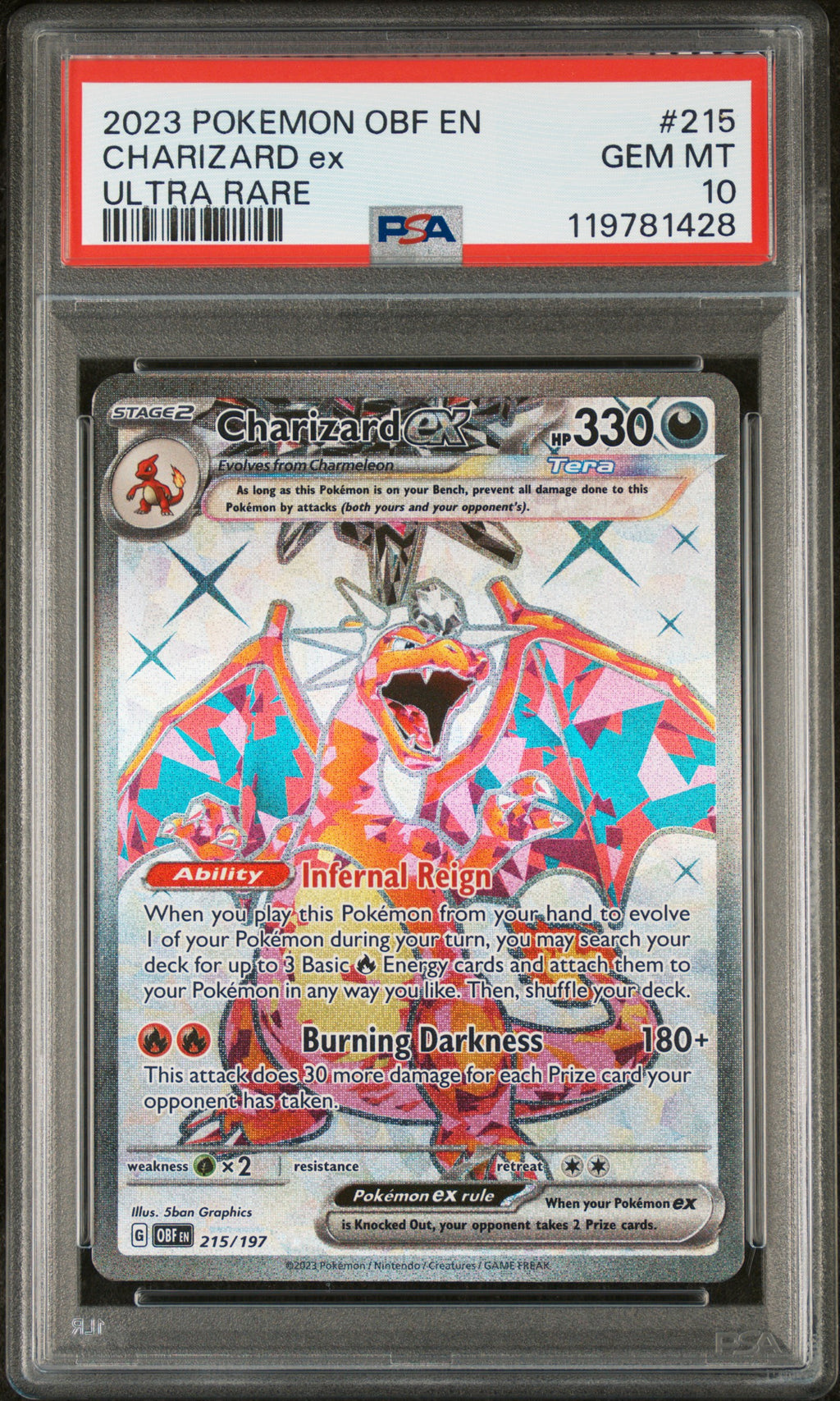PSA 10 Charizard ex #215 [Obsidian Flames]
