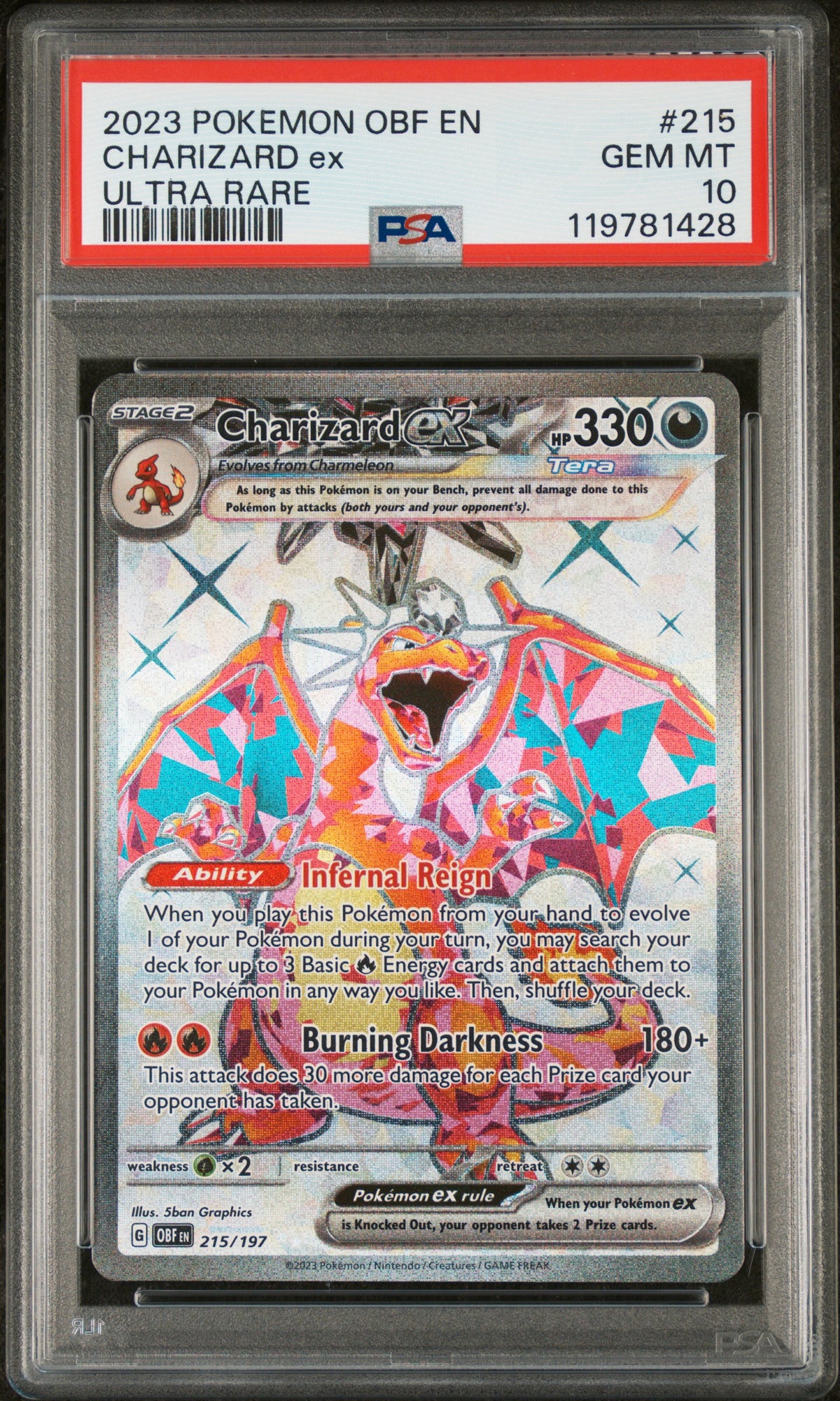 PSA 10 Charizard ex #215 [Obsidian Flames]