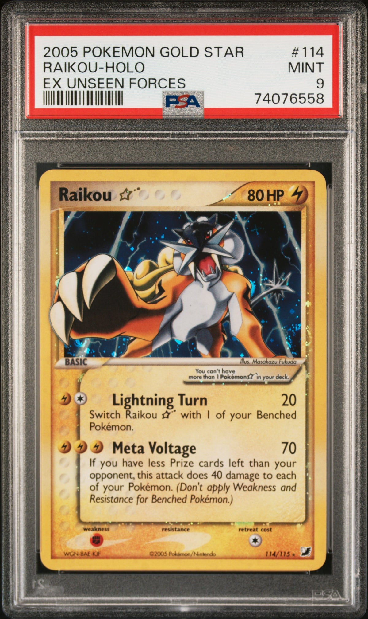 PSA 9 Raikou (Gold Star) [EX Unseen Forces]