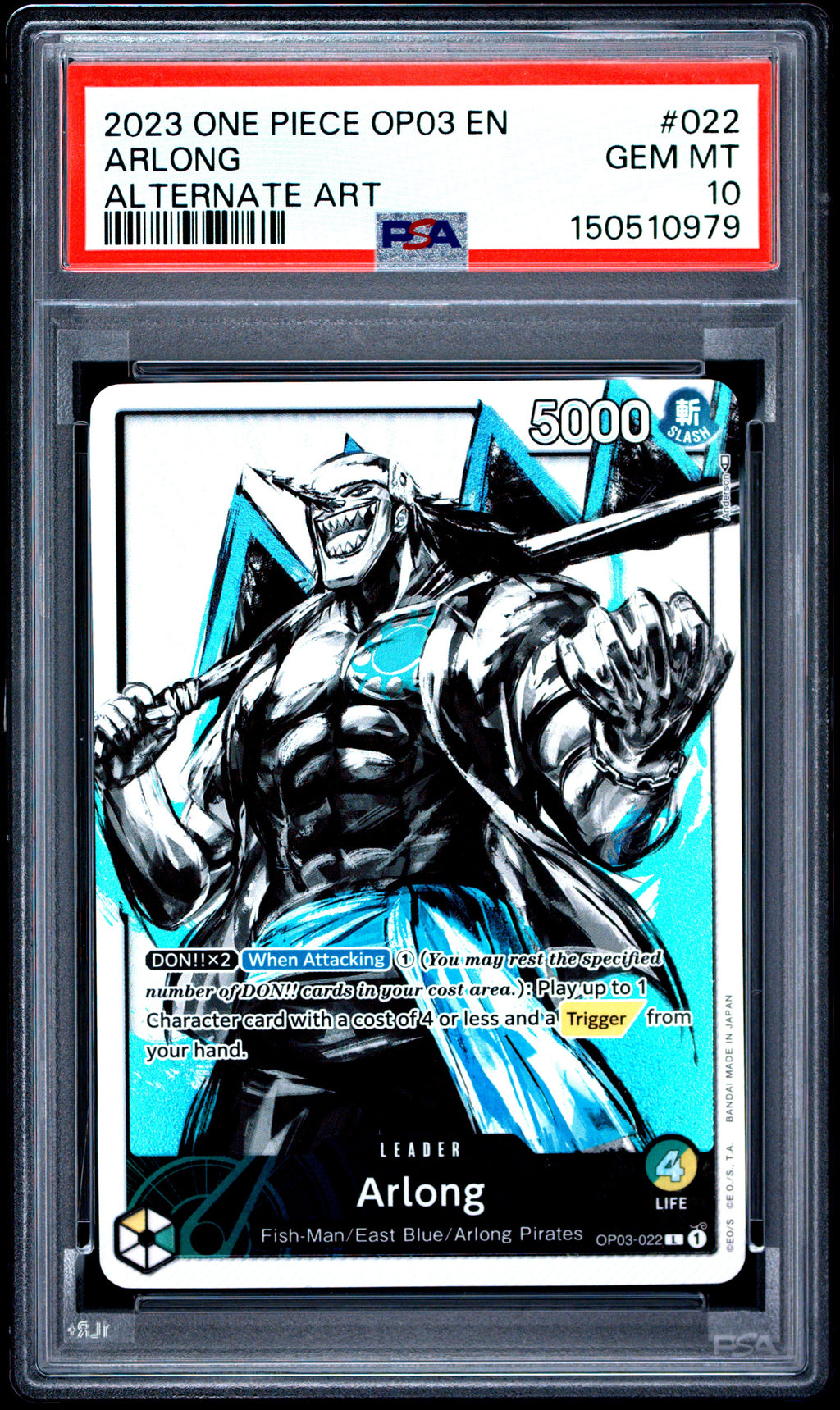 PSA 10 Arlong (Alternate Art) [Pillars of Strength]