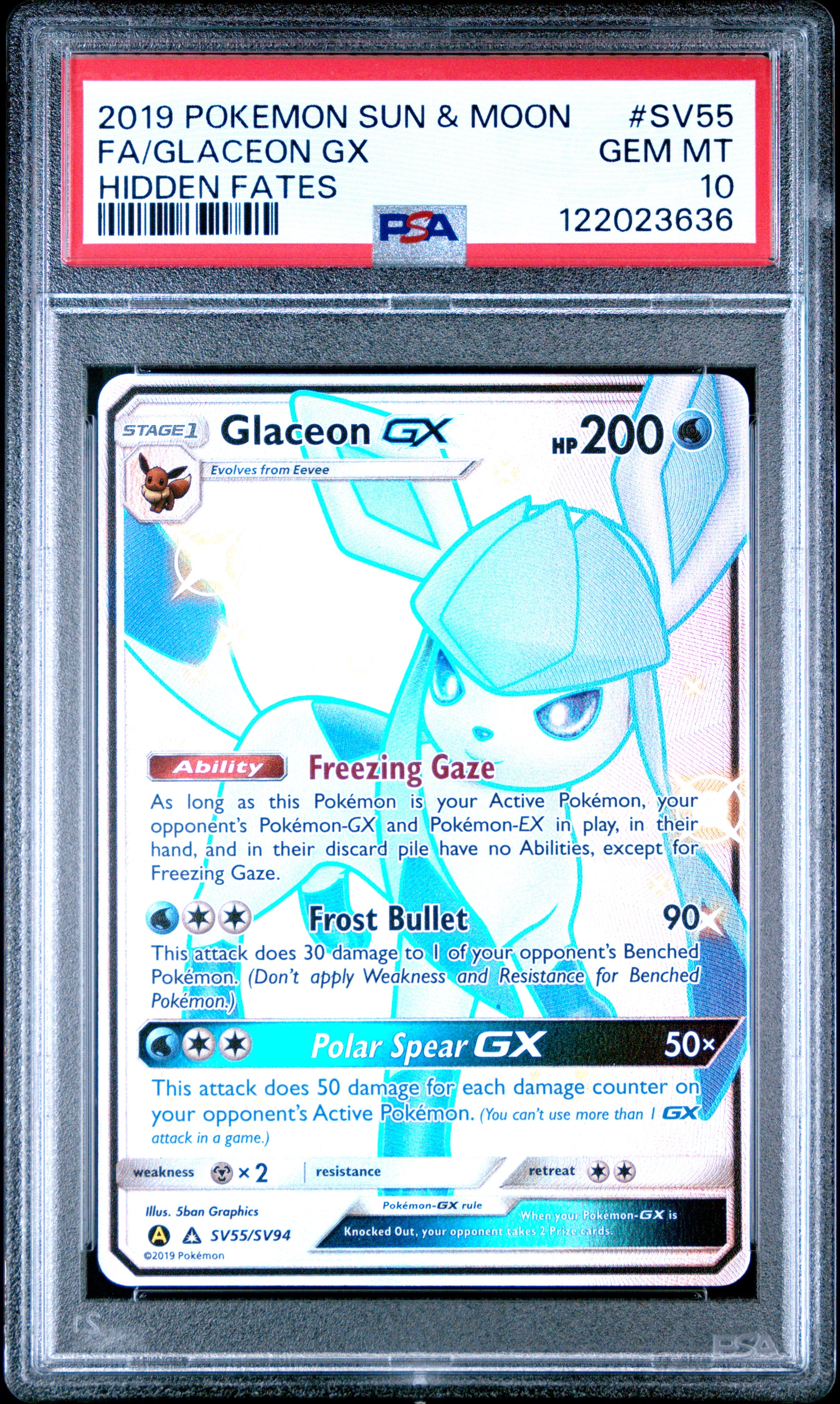 PSA 10 Glaceon GX #SV55 [HIdden Fates Shiny Vault]