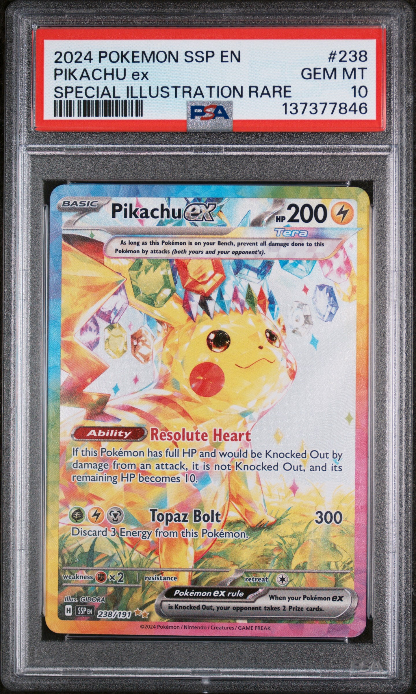 PSA 10 PIkachu ex (Special Illustration Rare) #238 [Surging Sparks]