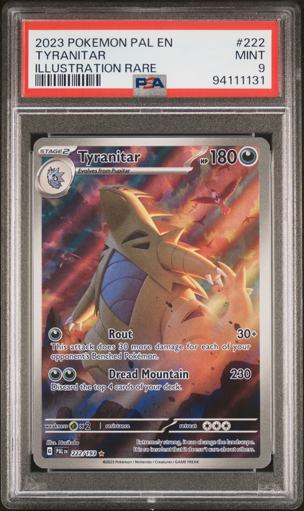 PSA 9 Tyranitar #222 (Illustration Rare) [Paldea Evolved]