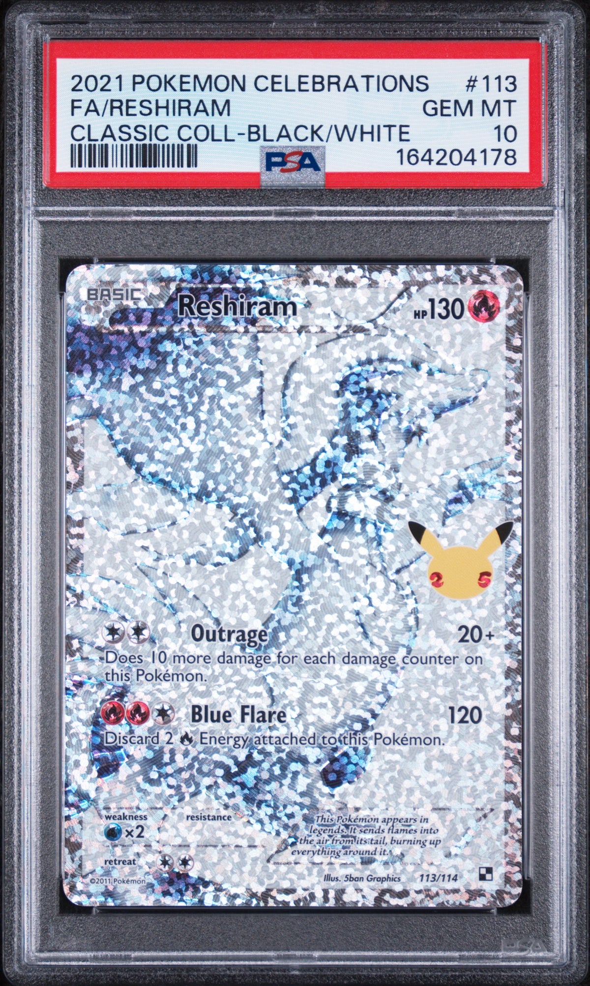 PSA 10 Reshiram [Celebrations Classic Collection]