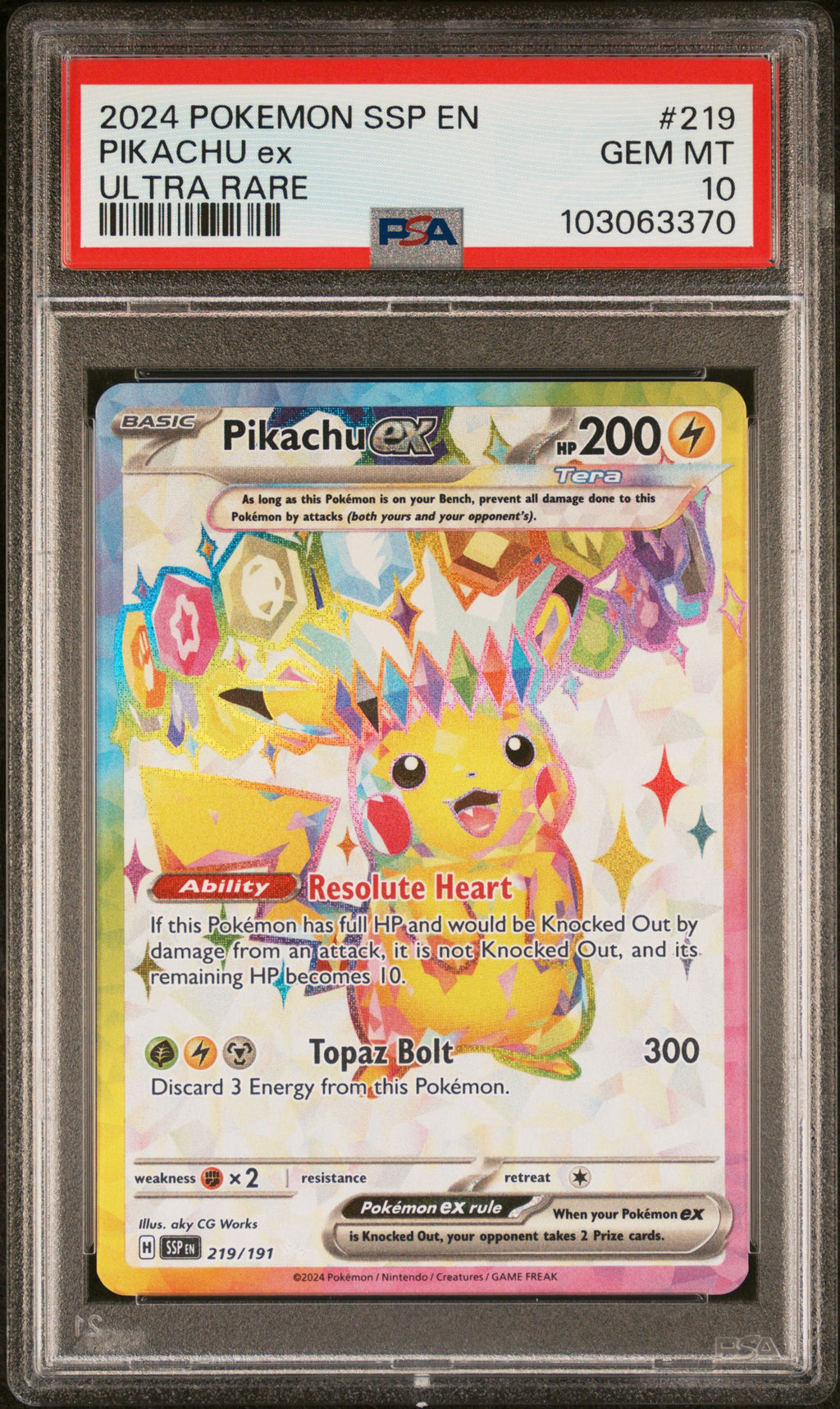 PSA 10 Pikachu ex (Full Art) [Surging Sparks]