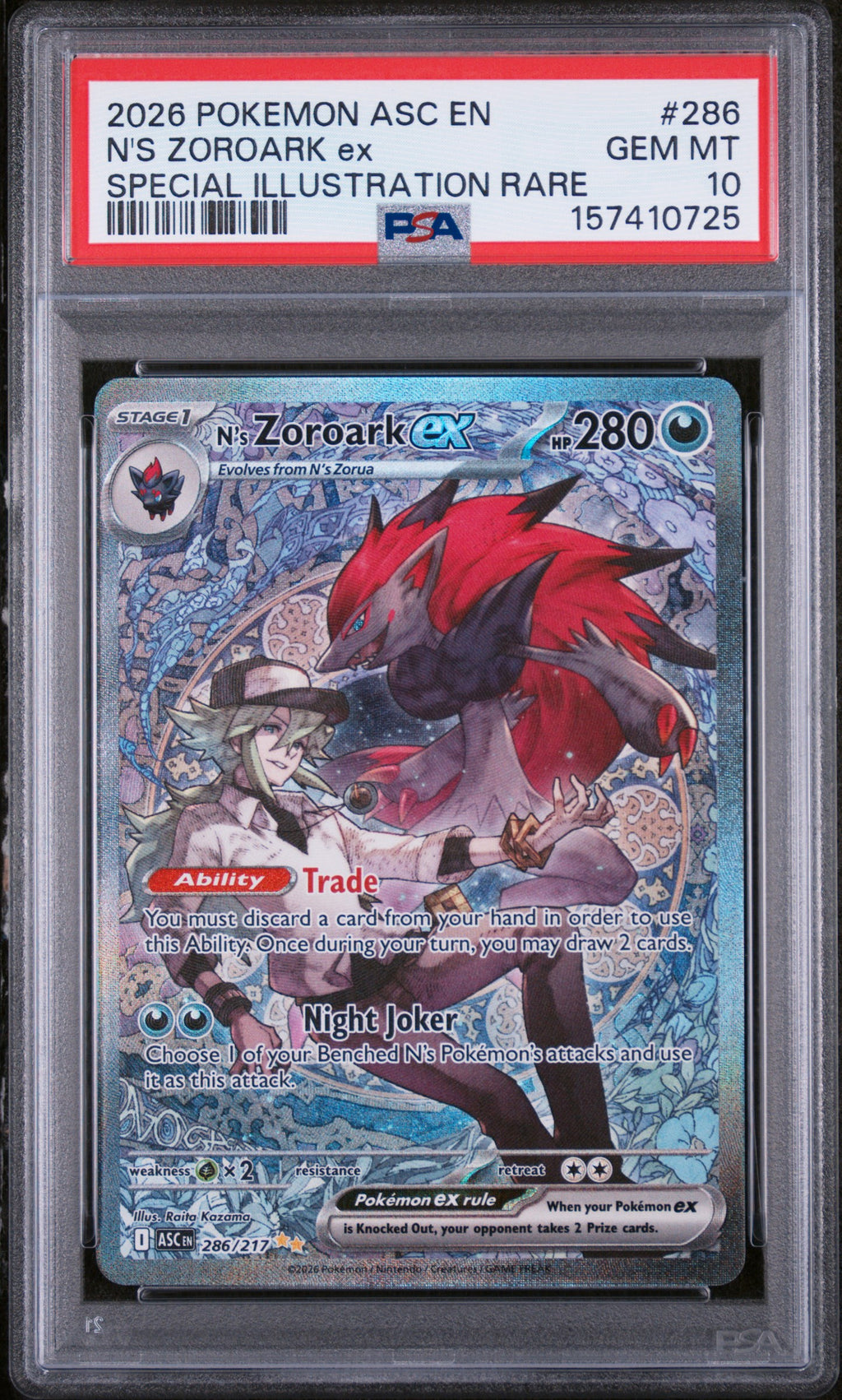 PSA 10 N's Zoroark ex #286 (Special Illustration Rare) [Ascended Heroes]