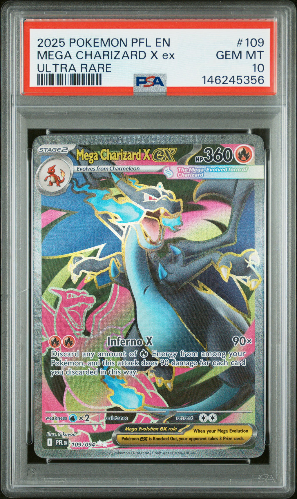 PSA 10 Mega Charizard X ex #109 (Full Art) [Phantasmal Flames]