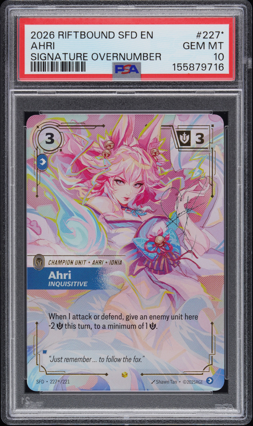 PSA 10 Ahri - Inquisitive (Signature) [Spiritforged]