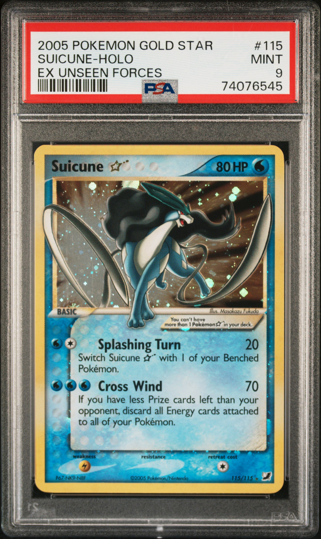 PSA 9 Suicune (Gold Star) [EX Unseen Forces]