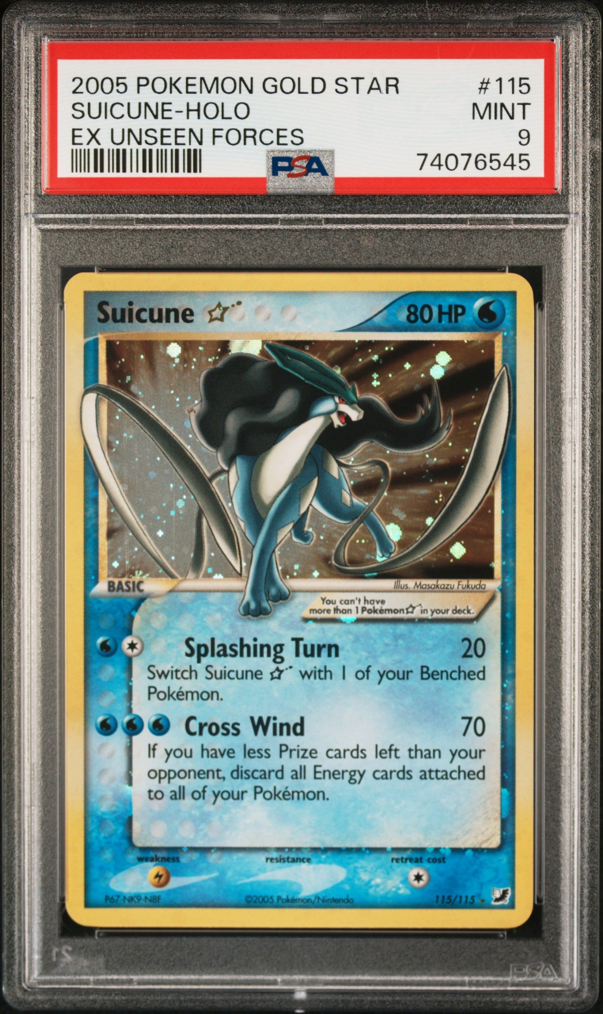 PSA 9 Suicune (Gold Star) [EX Unseen Forces]