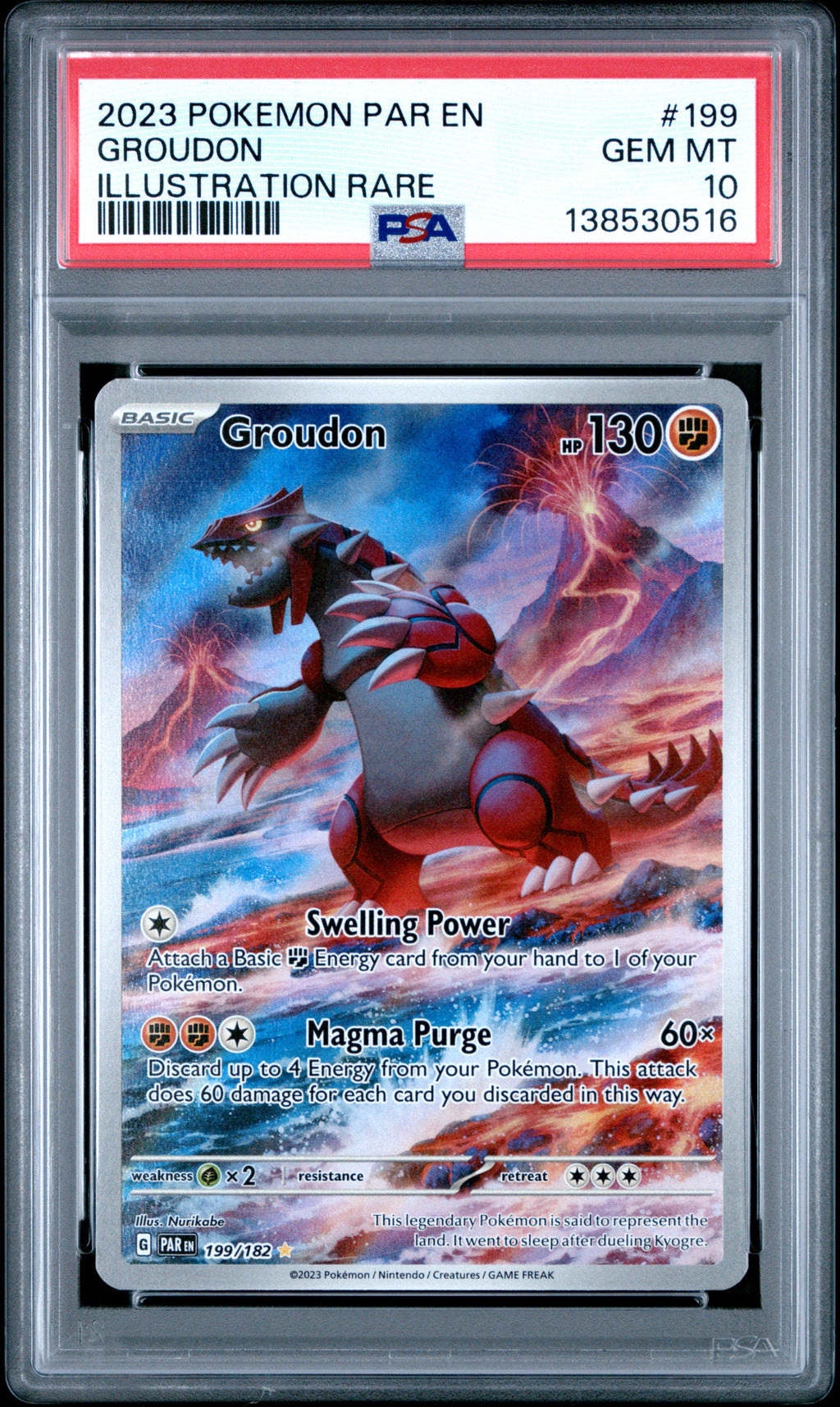 PSA 10 Groudon #199 (Illustration Rare) [Paradox Rift]